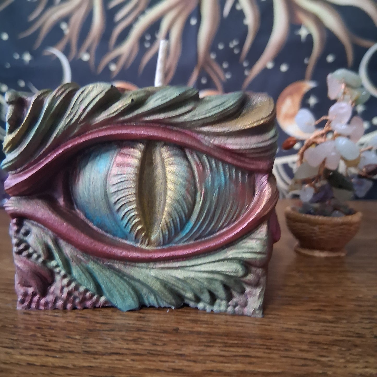 Ambered Serpents Gaze Dragon Eye Pillar Candle