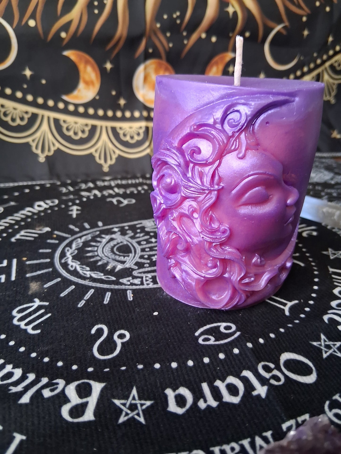 Celestial Bloom Scented Moon Goddess Pillar Candle