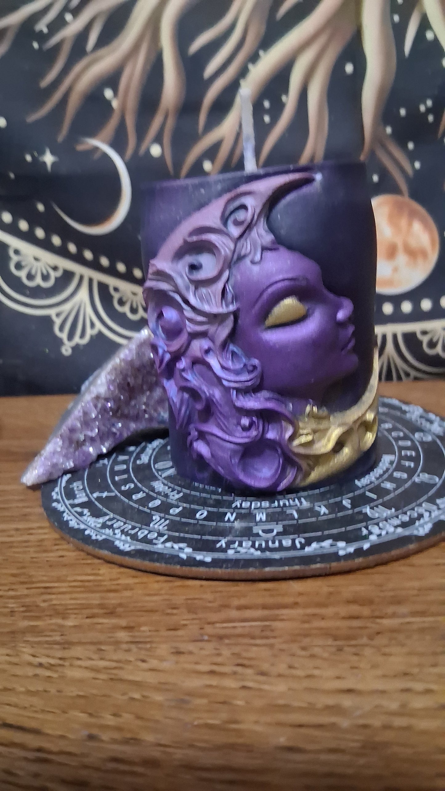 Hera Moon Goddess Ritual Pillar Candle