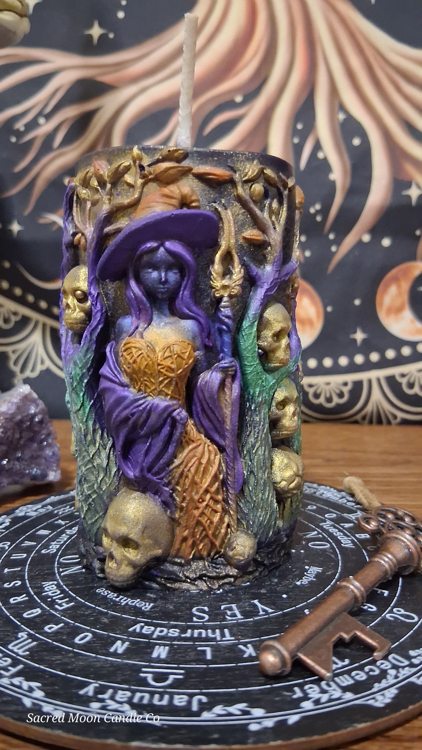 Hekate's Saffron Garden Witch Pillar Ritual Candle