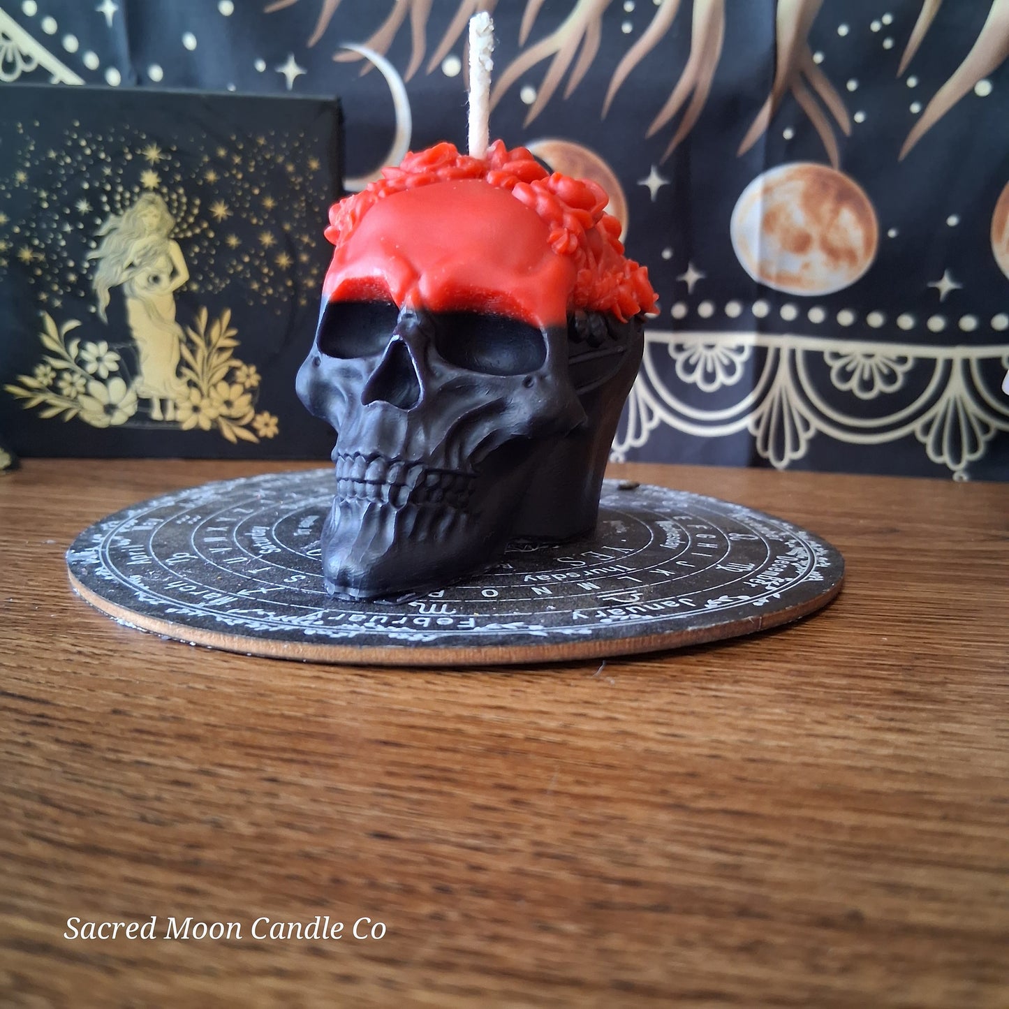Lilith's Flame Devotional Rose Skull Candle