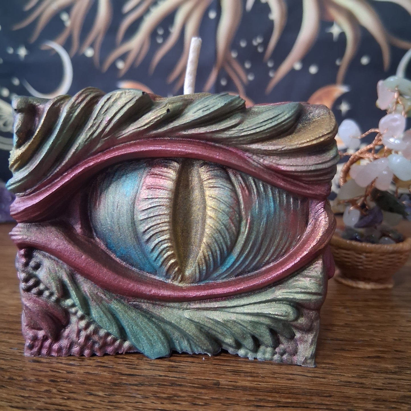 Ambered Serpents Gaze Dragon Eye Pillar Candle