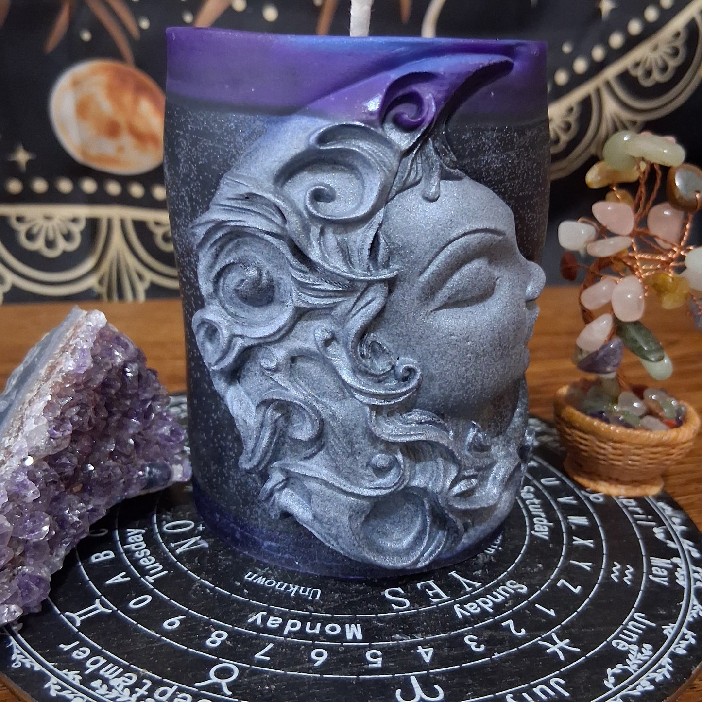 Hekate's Veil Moon Goddess  Ritual Pillar Candle