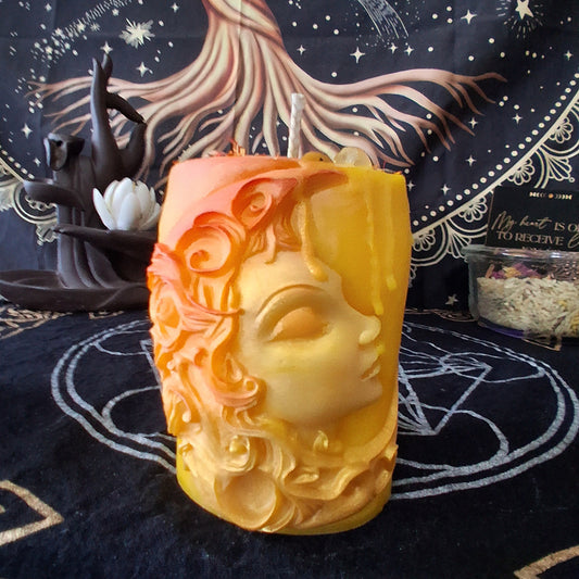 Athena's Radiance Moon Goddess Devotional Pillar Candle