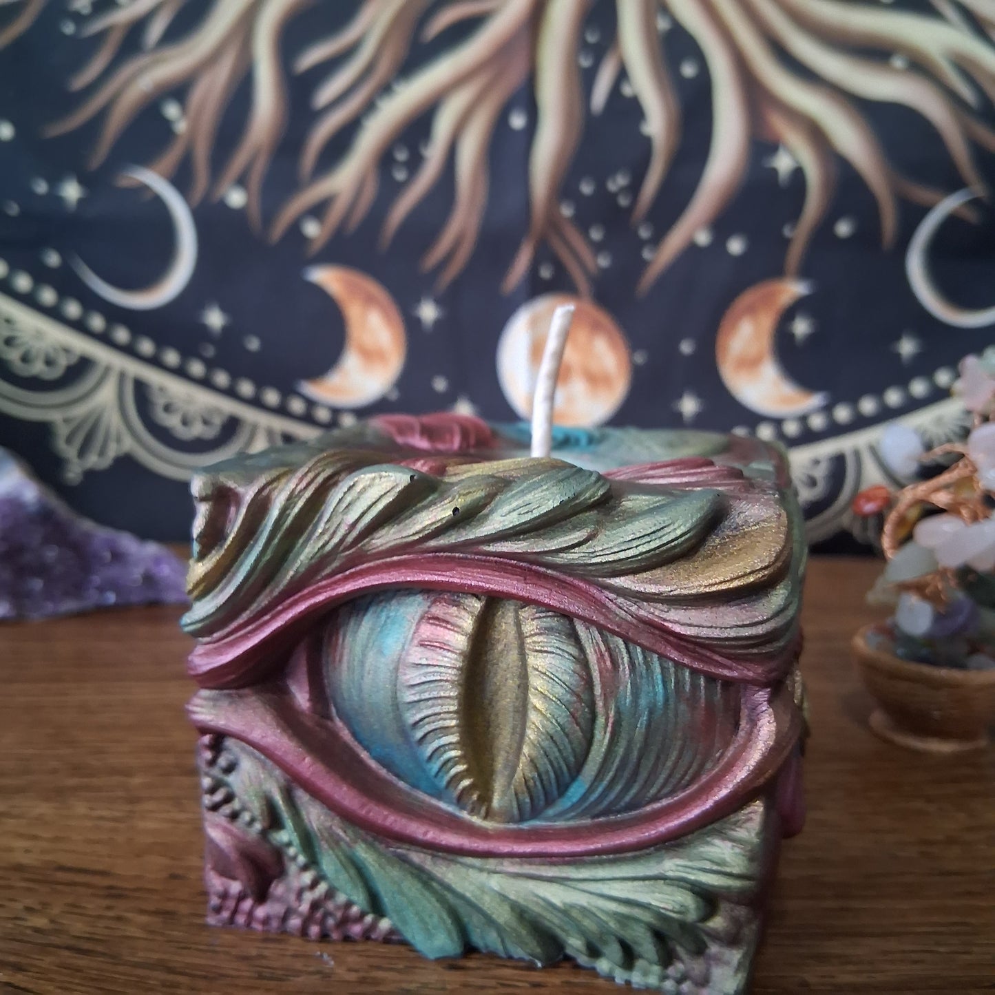 Ambered Serpents Gaze Dragon Eye Pillar Candle