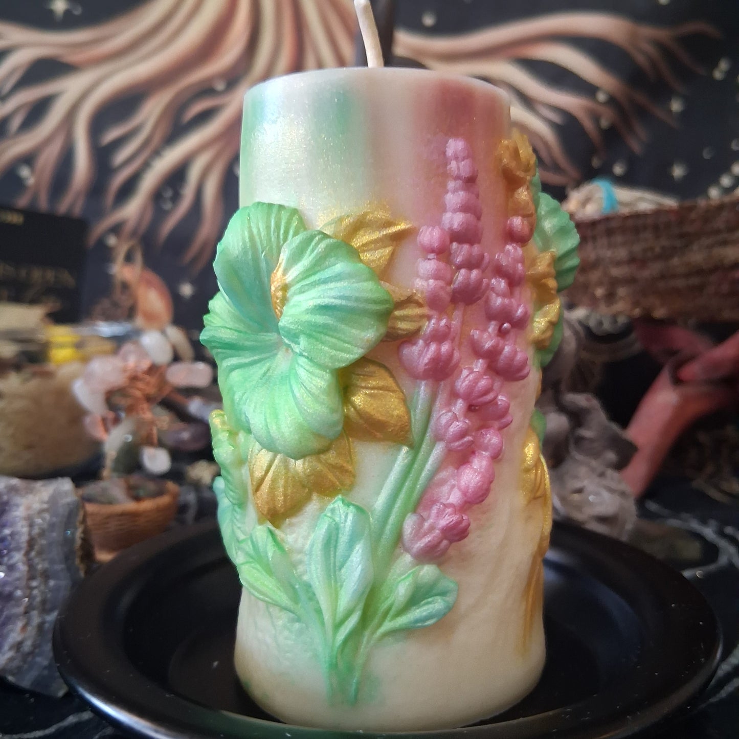 Brigid's Light Ostara Hibiscus Goddess Candle in Waking Witch Scent
