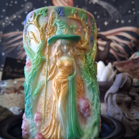 Brigid Blessings Ostara Spring Equinox Pillar Candle in Waking Witch Scent Style 2