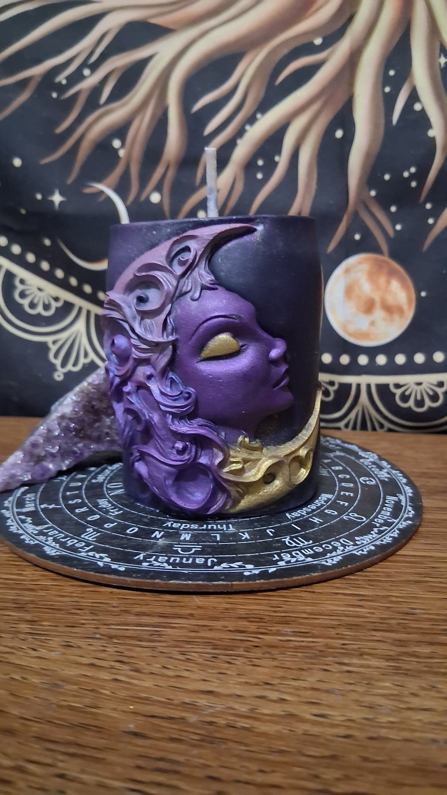 Hera Moon Goddess Ritual Pillar Candle