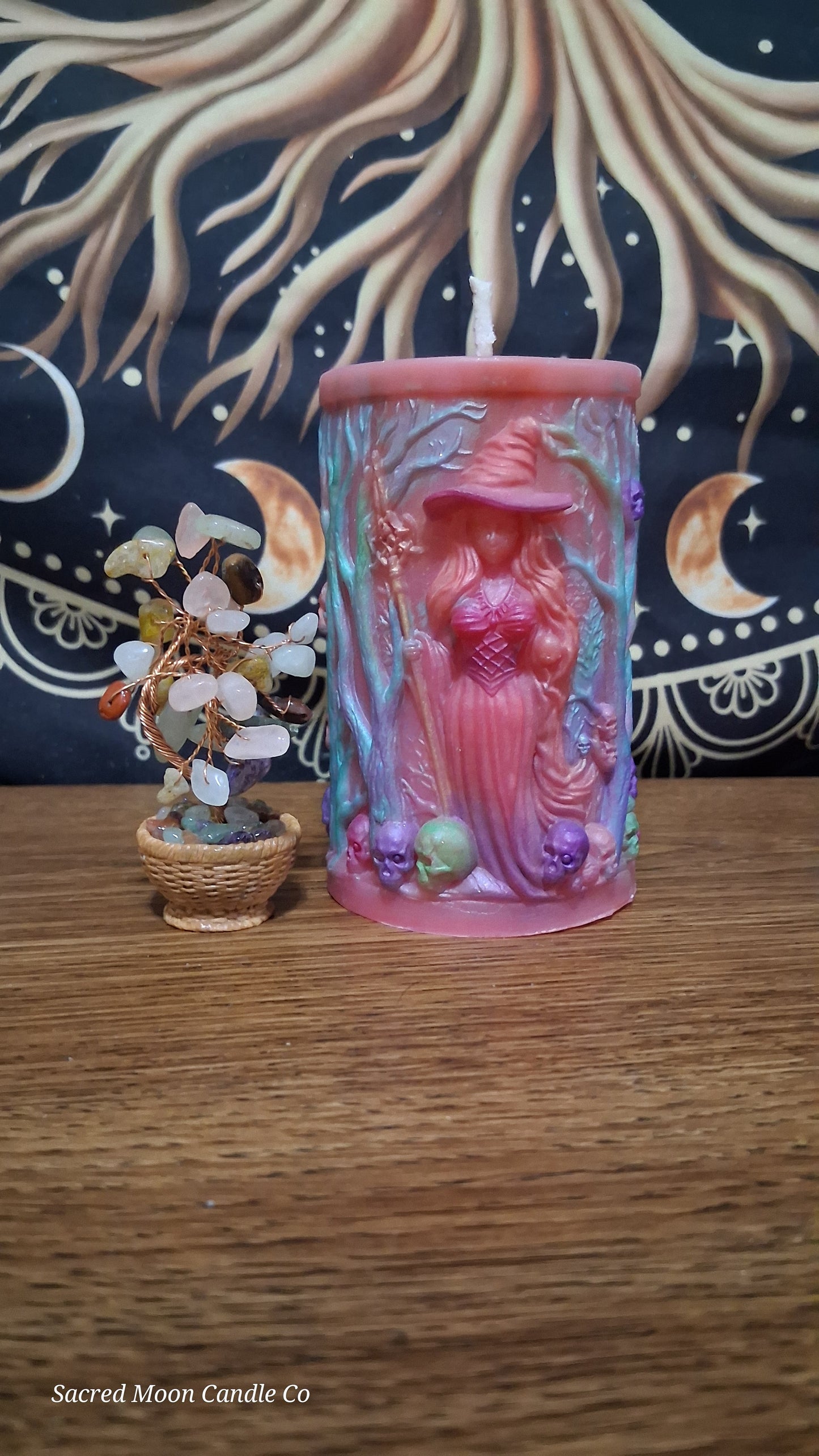 Aphrodite's Cove Witch Pillar Ritual Candle in pink