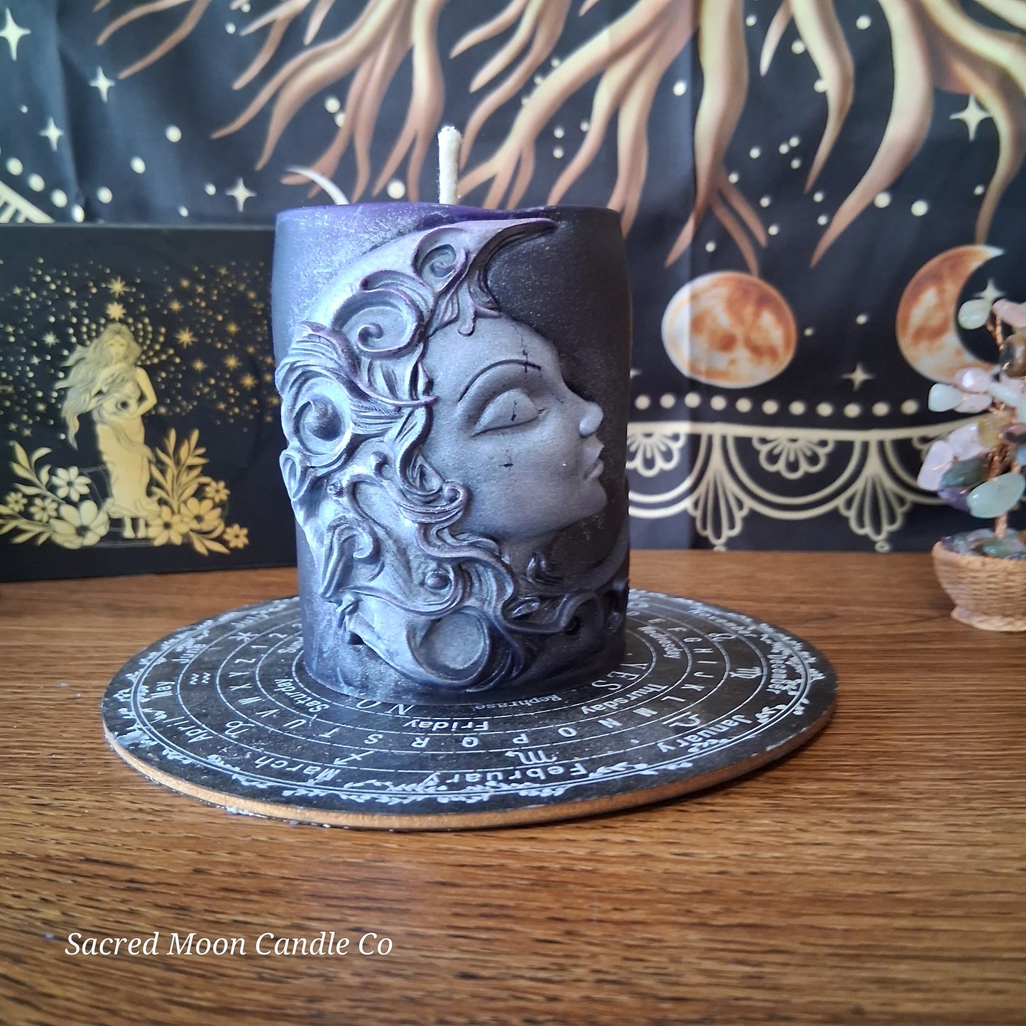Hekate's Veil Moon Goddess  Ritual Pillar Candle