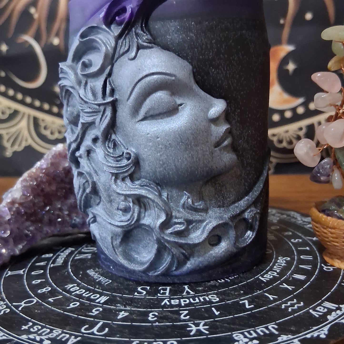 Hekate's Veil Moon Goddess  Ritual Pillar Candle