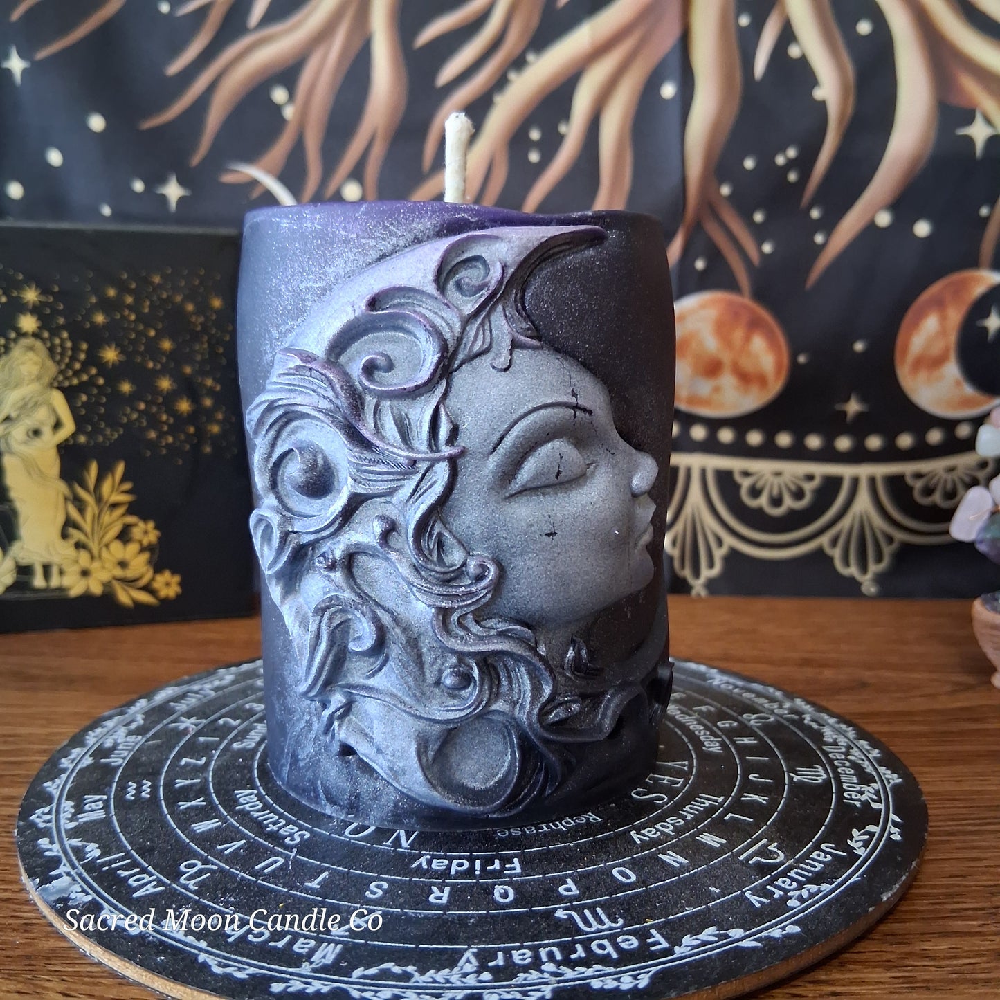 Hekate's Veil Moon Goddess  Ritual Pillar Candle