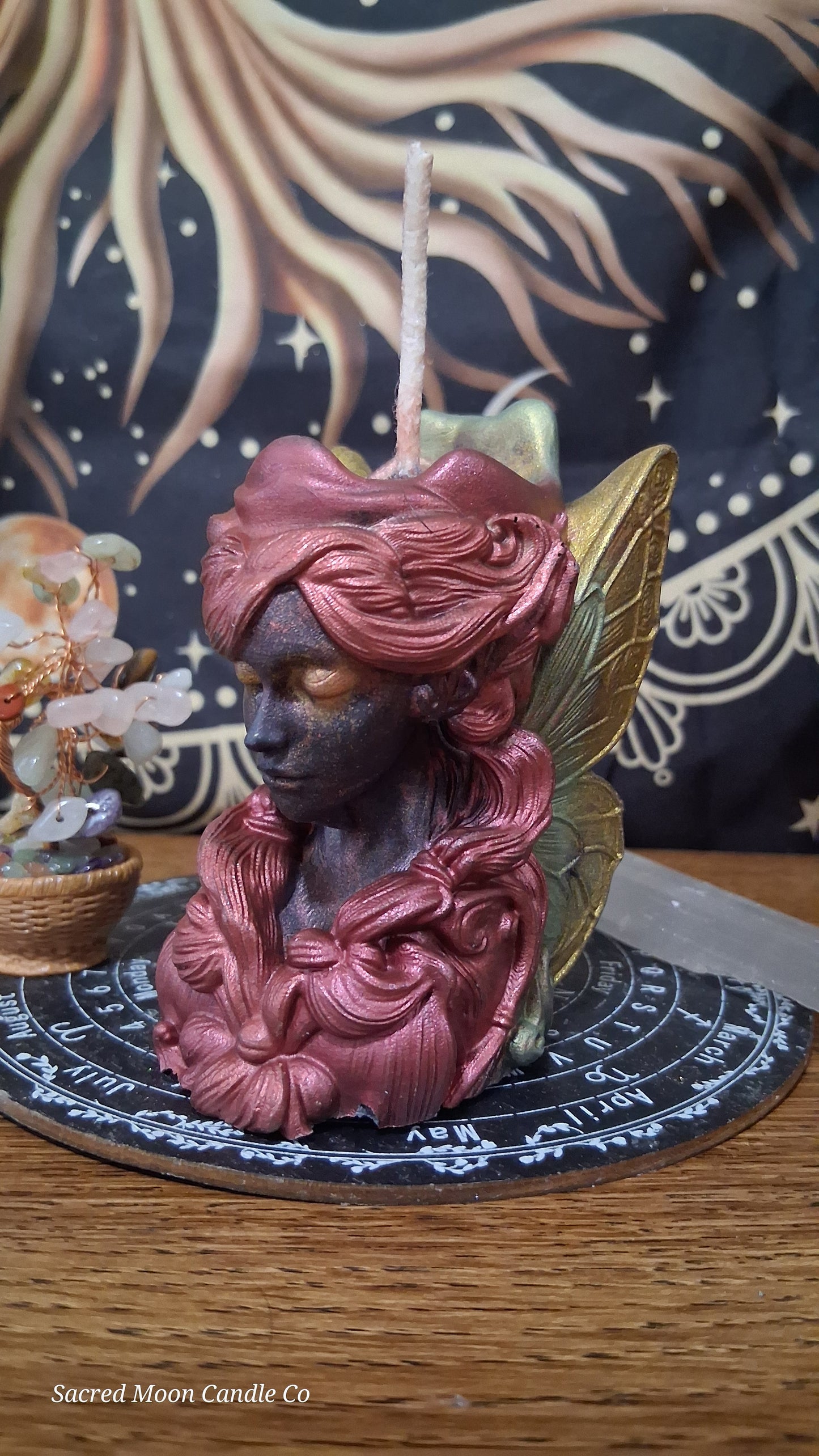 Scarlet Embers Fairy Pillar Candle