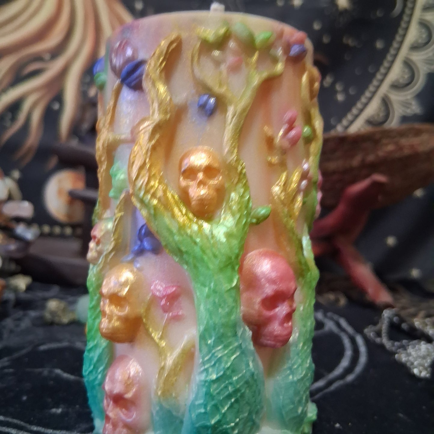 Brigid Blessings Ostara Spring Equinox Pillar Candle in Waking Witch Scent