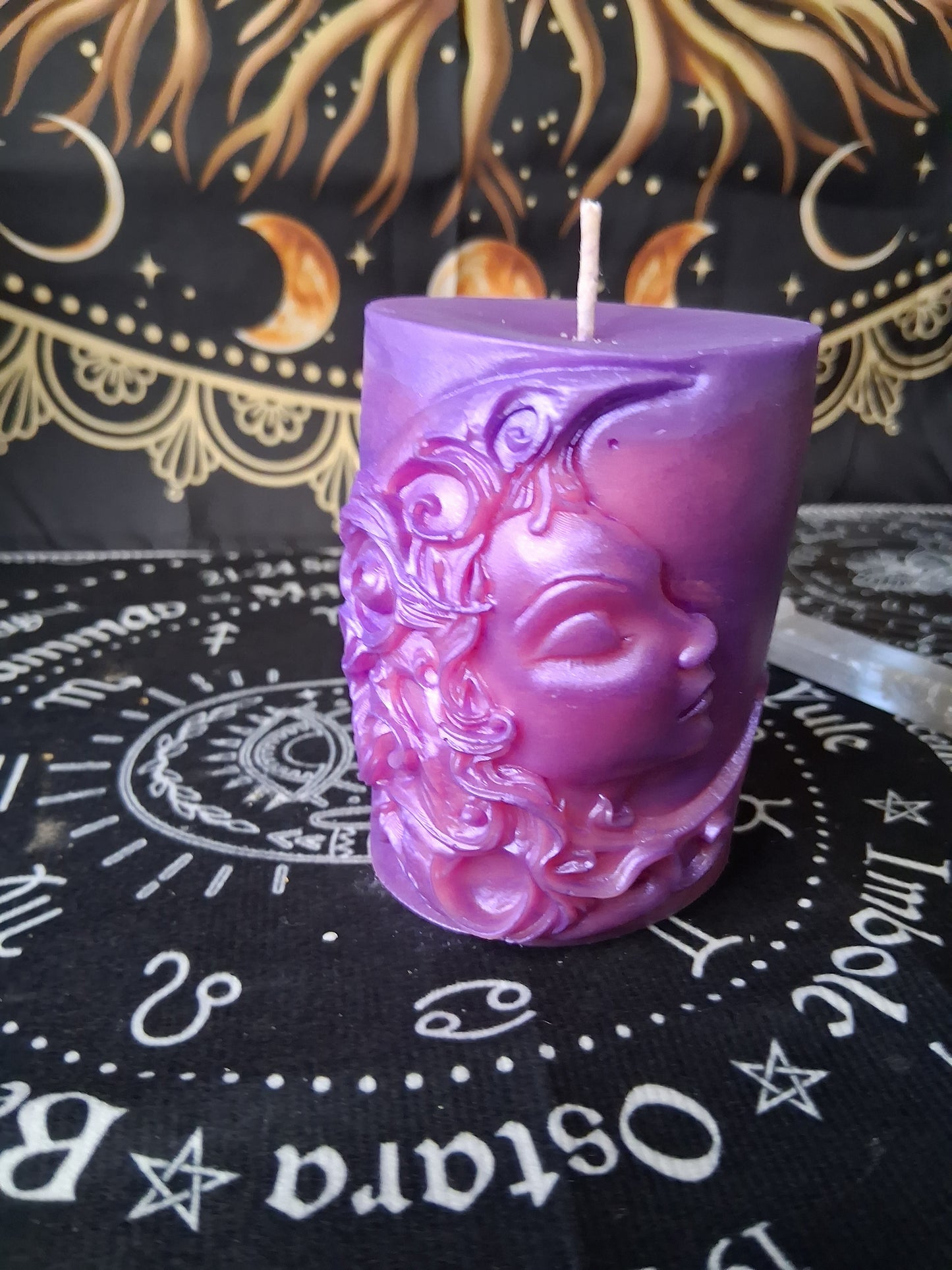 Celestial Bloom Scented Moon Goddess Pillar Candle