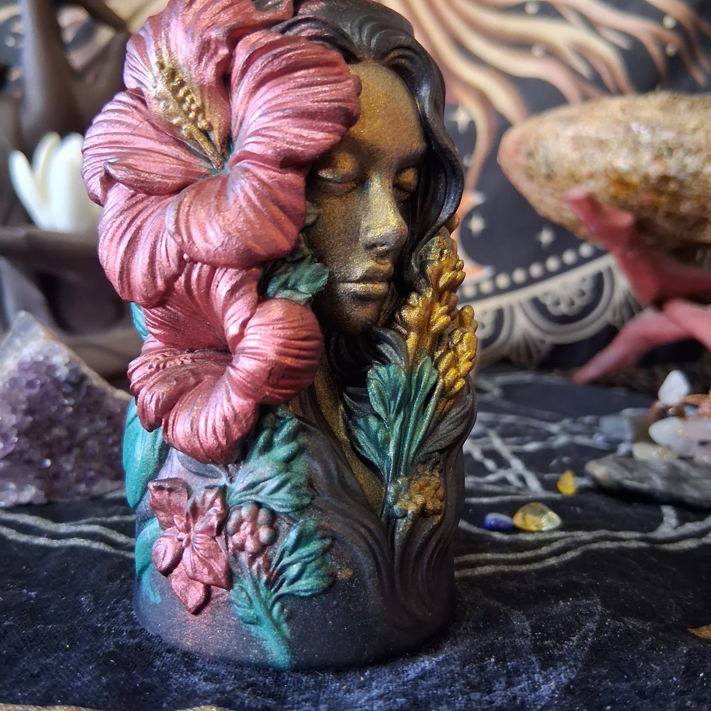 Lakshmi Hibiscus Goddess Ritual Pillar Candle