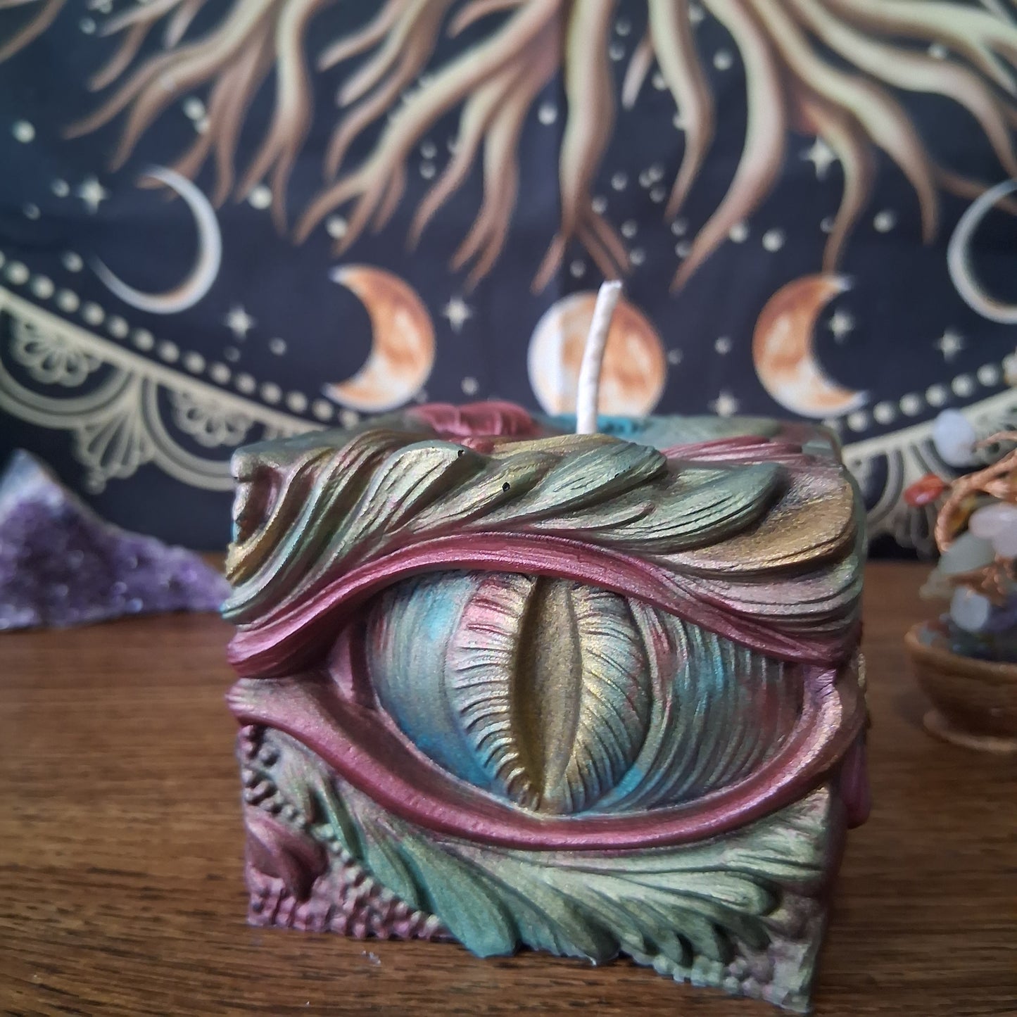 Ambered Serpents Gaze Dragon Eye Pillar Candle