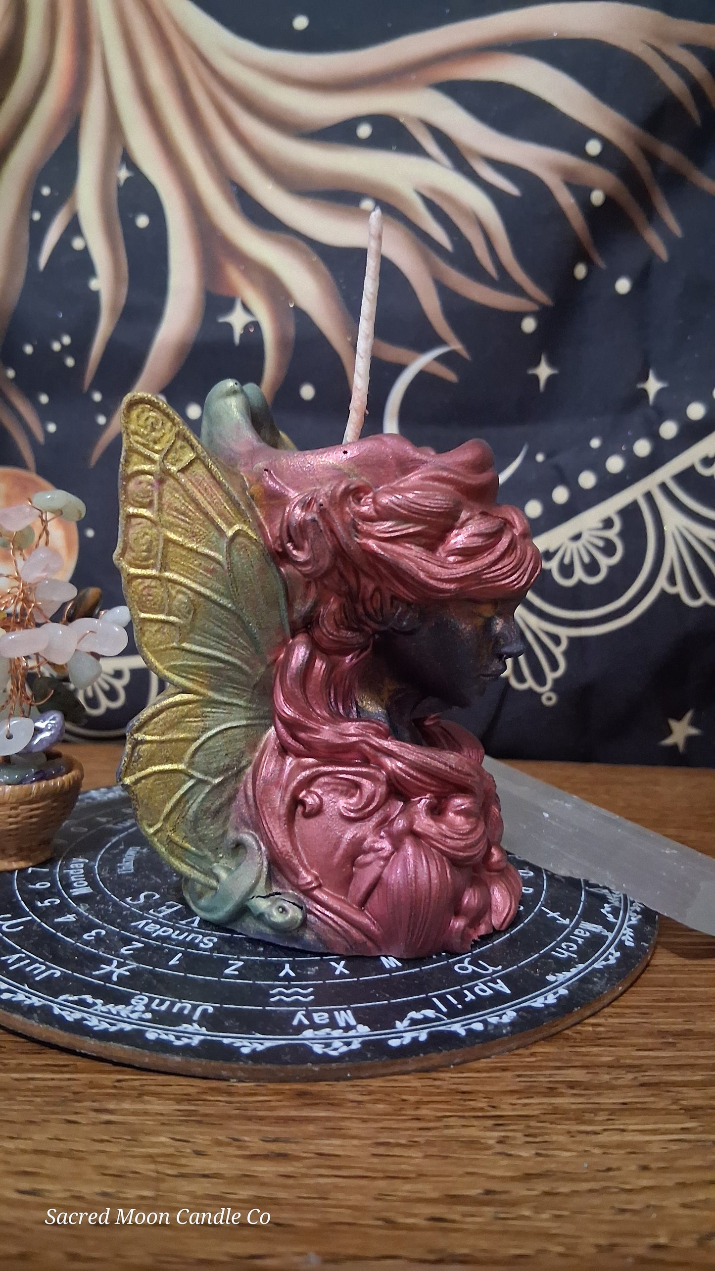 Scarlet Embers Fairy Pillar Candle