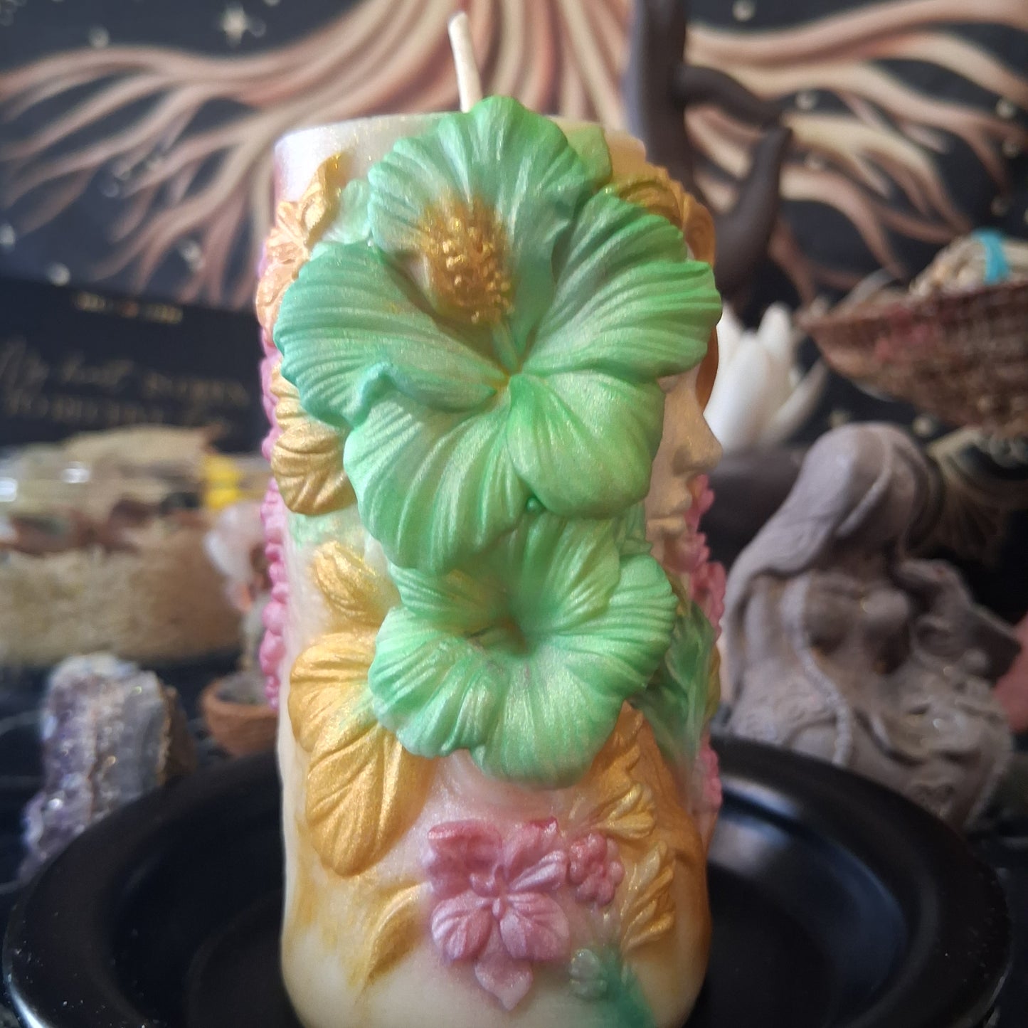 Brigid's Light Ostara Hibiscus Goddess Candle in Waking Witch Scent