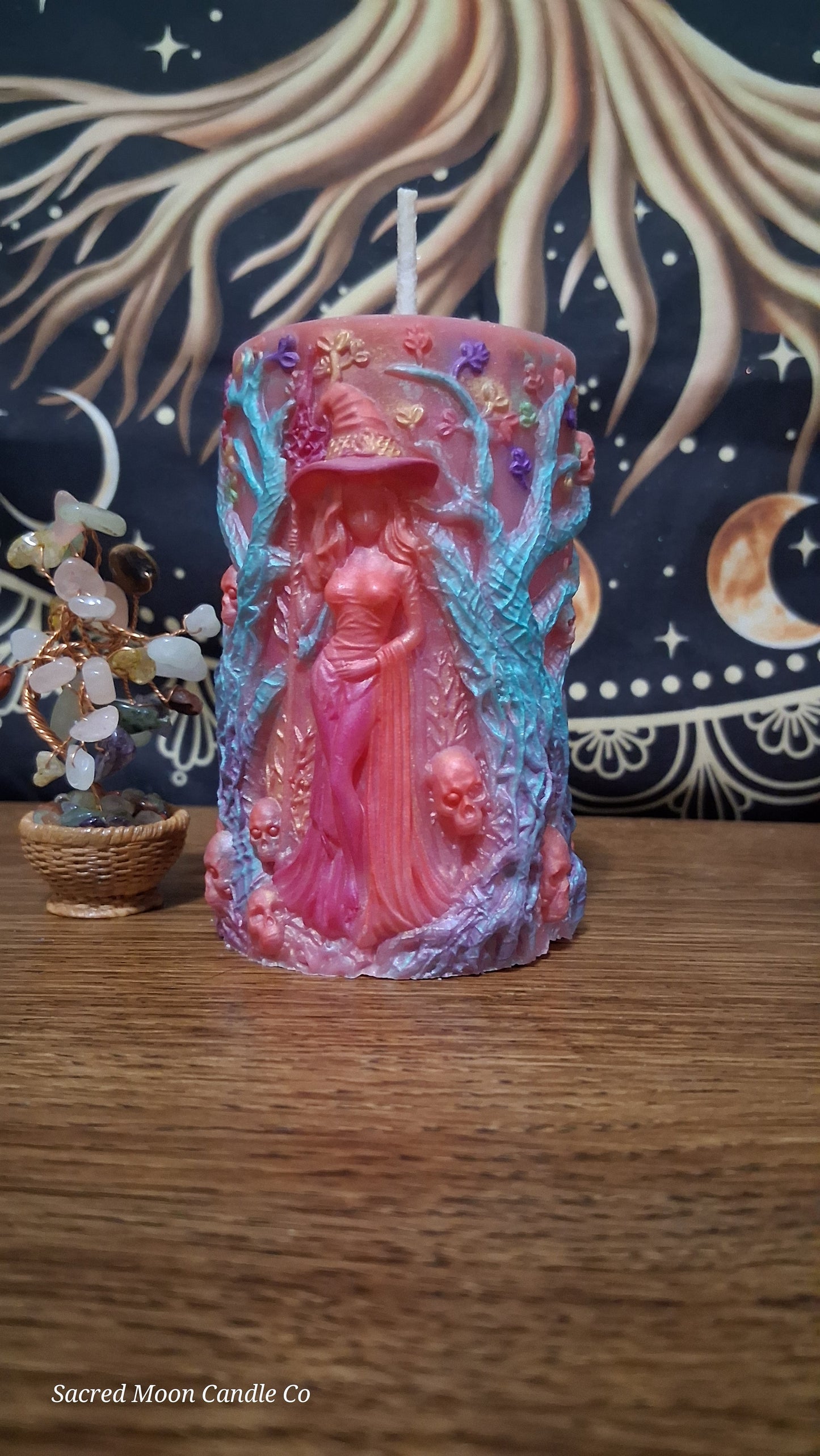 Aphrodite's Cove Witch Pillar Ritual Candle in pink