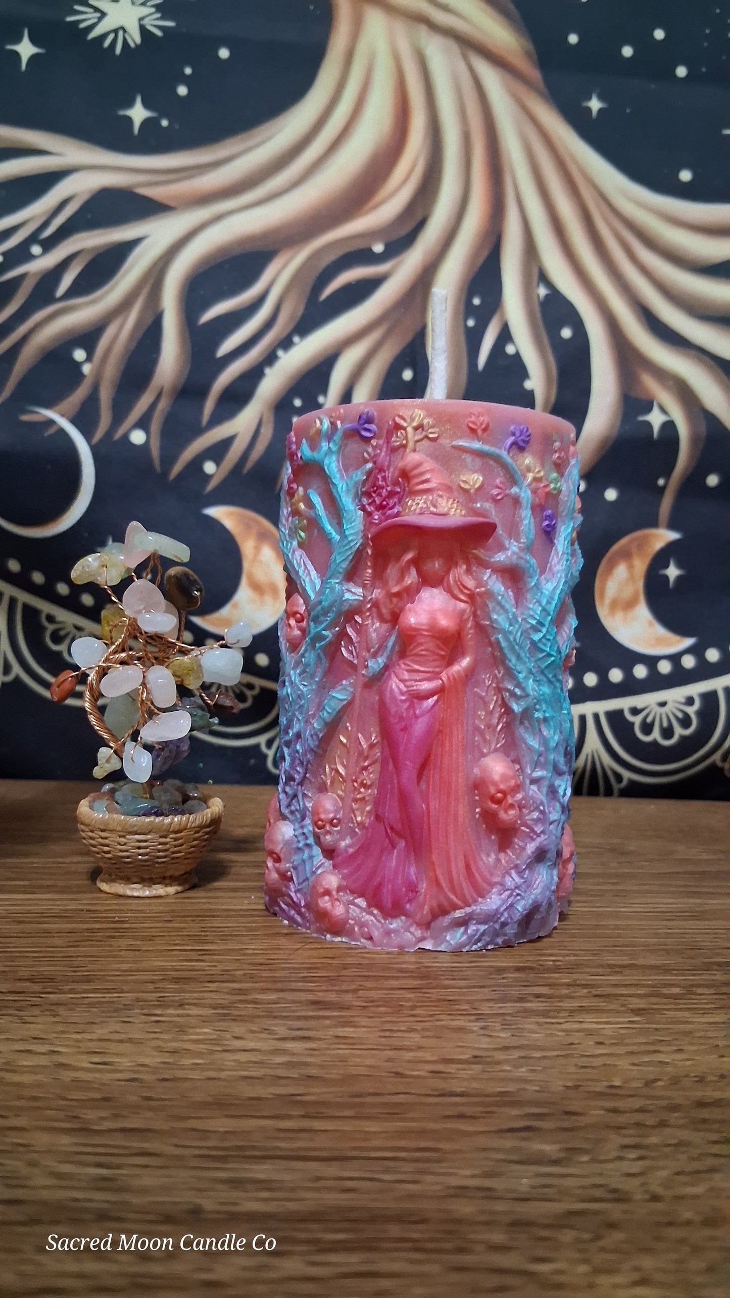 Aphrodite's Cove Witch Pillar Ritual Candle in pink