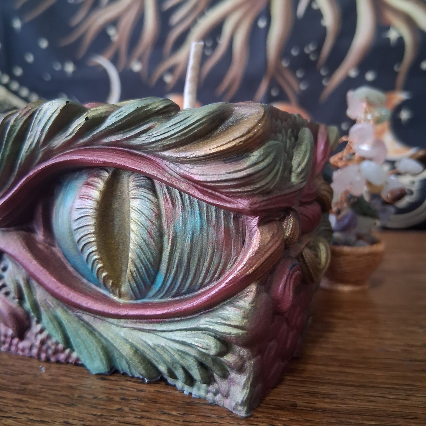 Ambered Serpents Gaze Dragon Eye Pillar Candle