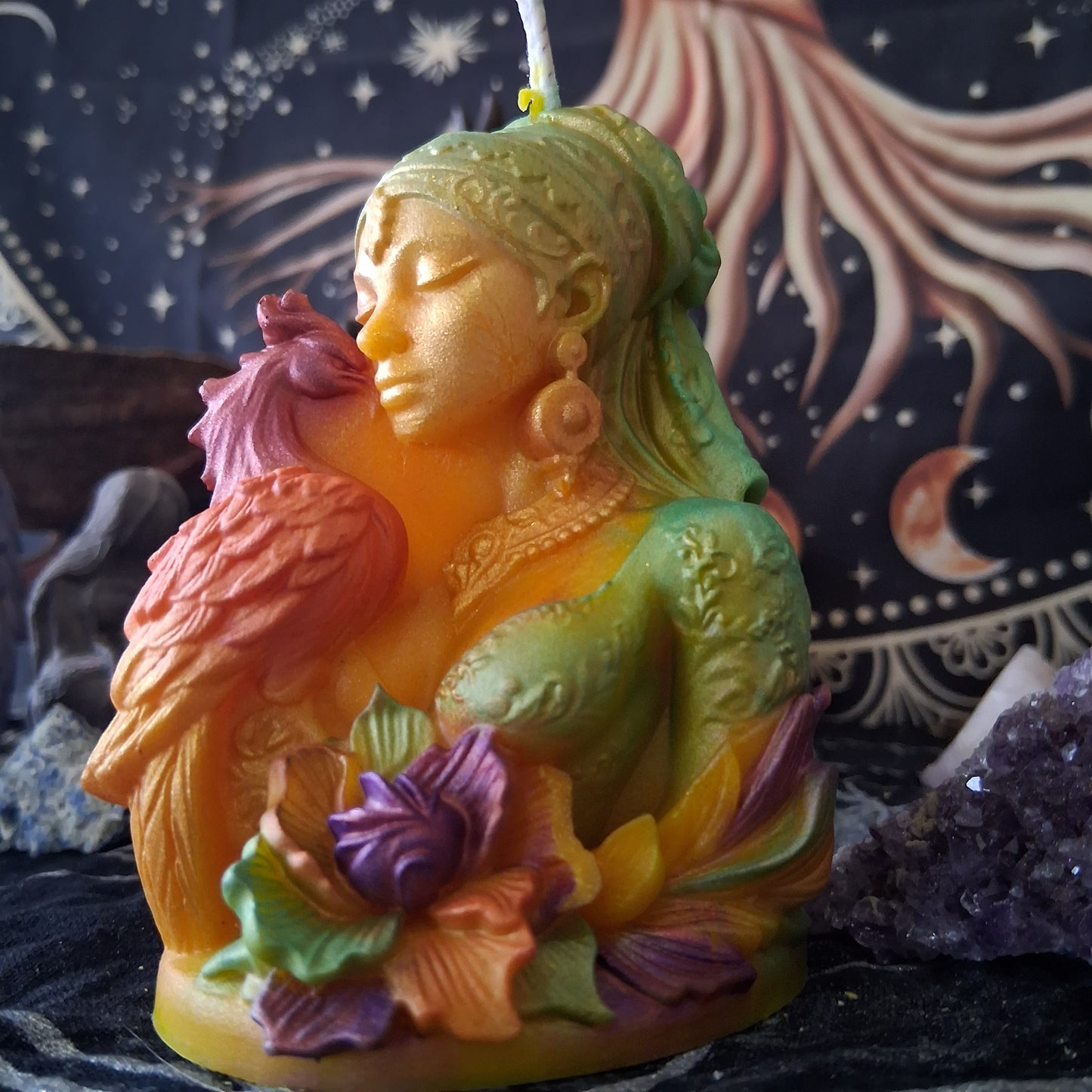 Goddess and Phoenix Ritual Pillar Candle