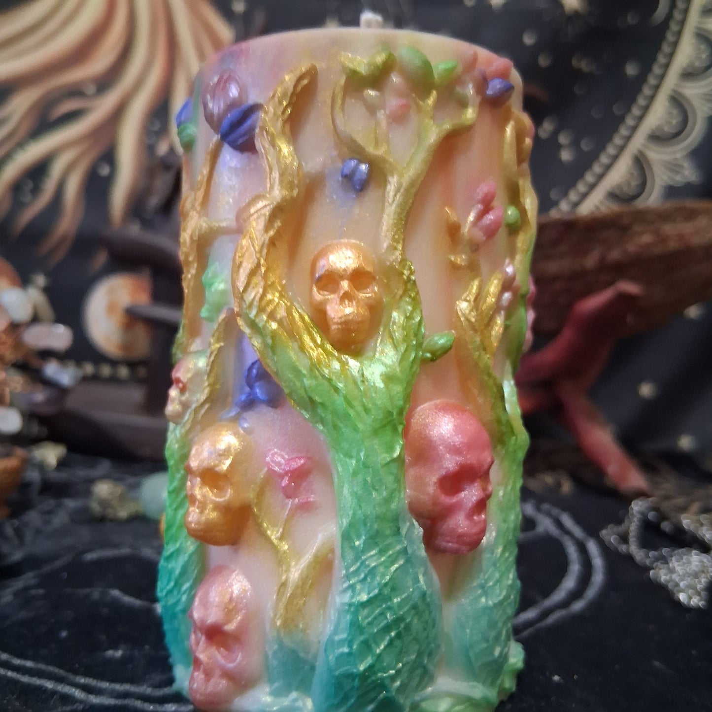 Brigid Blessings Ostara Spring Equinox Pillar Candle in Waking Witch Scent