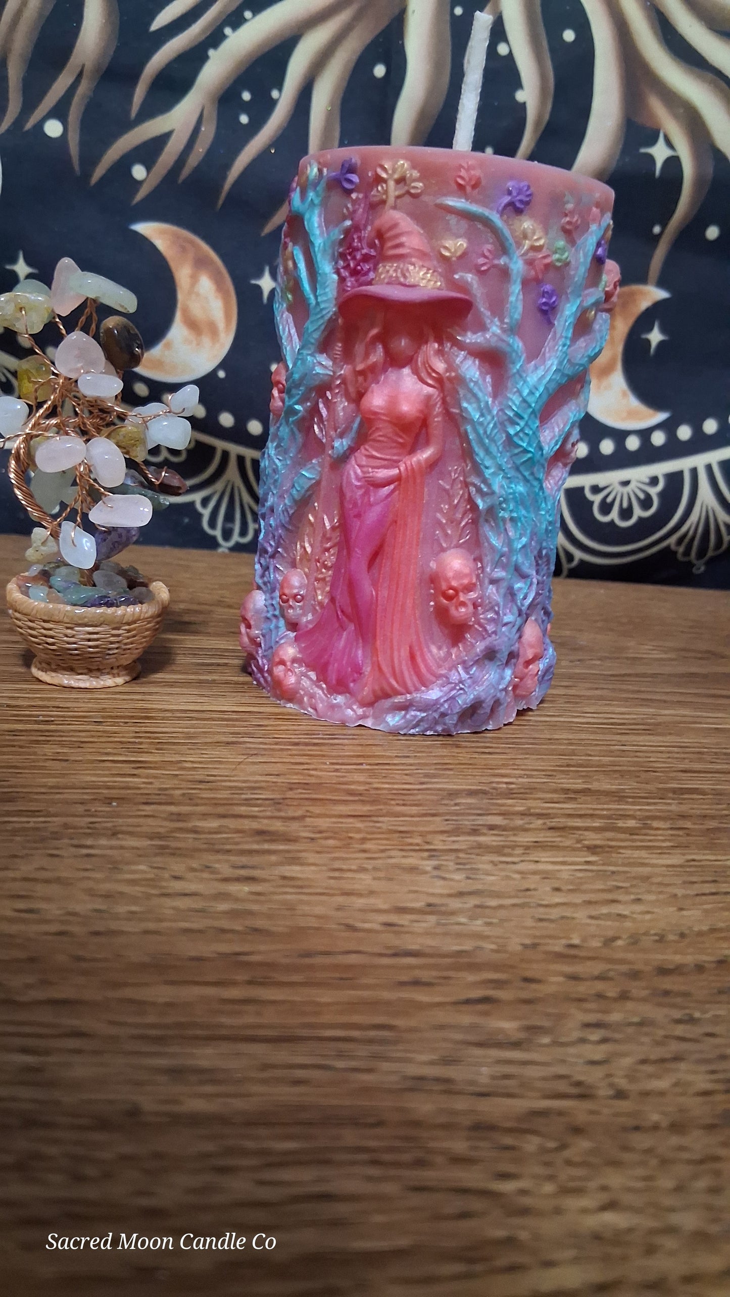 Aphrodite's Cove Witch Pillar Ritual Candle in pink