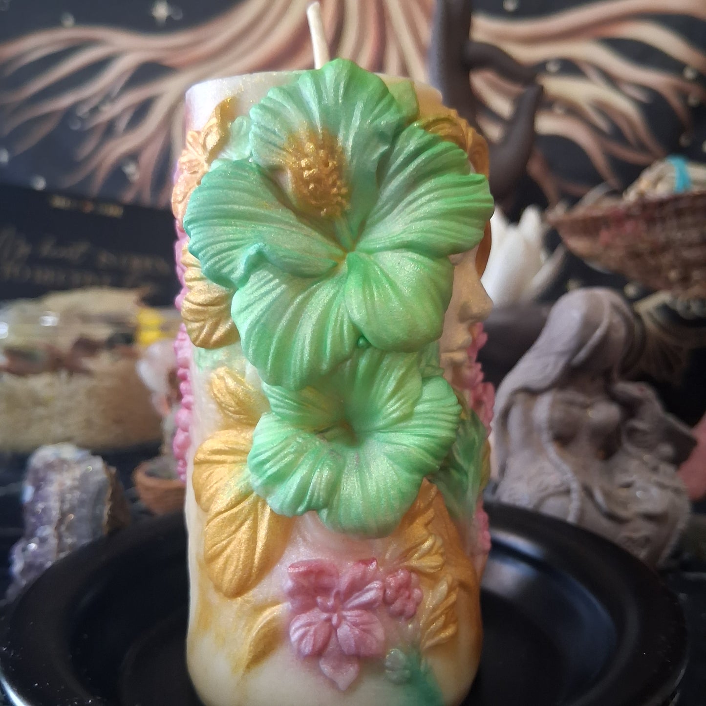 Brigid's Light Ostara Hibiscus Goddess Candle in Waking Witch Scent
