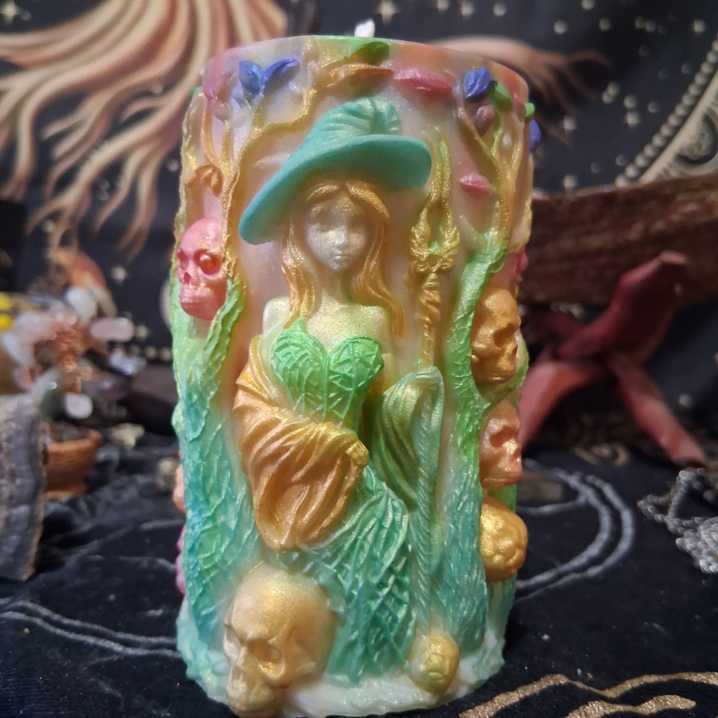 Brigid Blessings Ostara Spring Equinox Pillar Candle in Waking Witch Scent