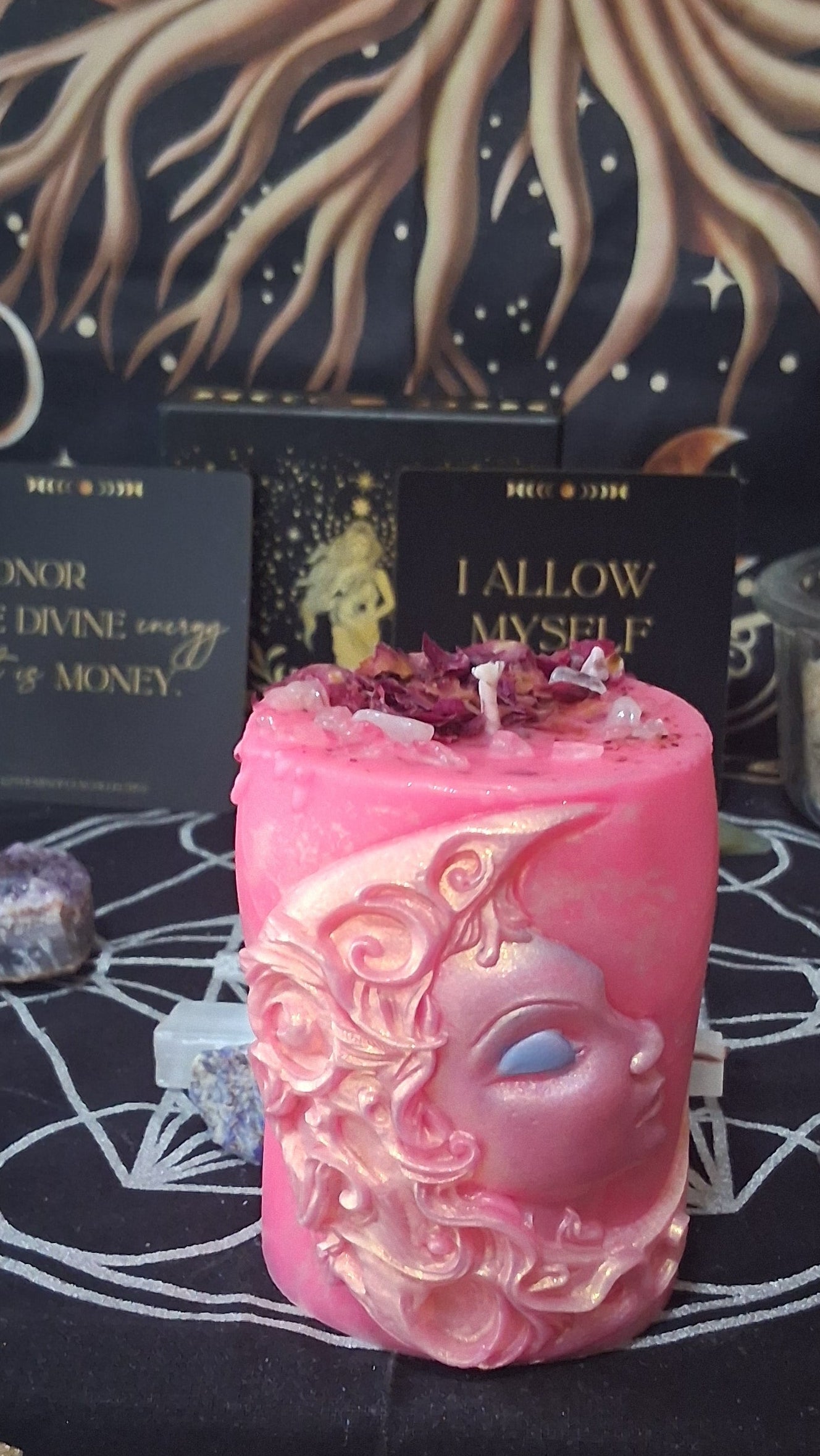 Aphrodite's Kiss Moon Goddess Ritual Pillar Candle