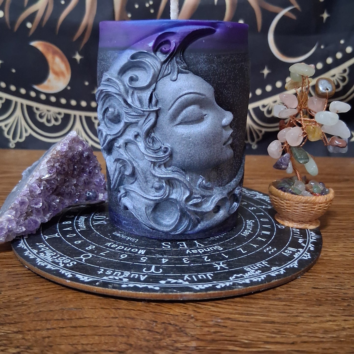 Hekate's Veil Moon Goddess  Ritual Pillar Candle