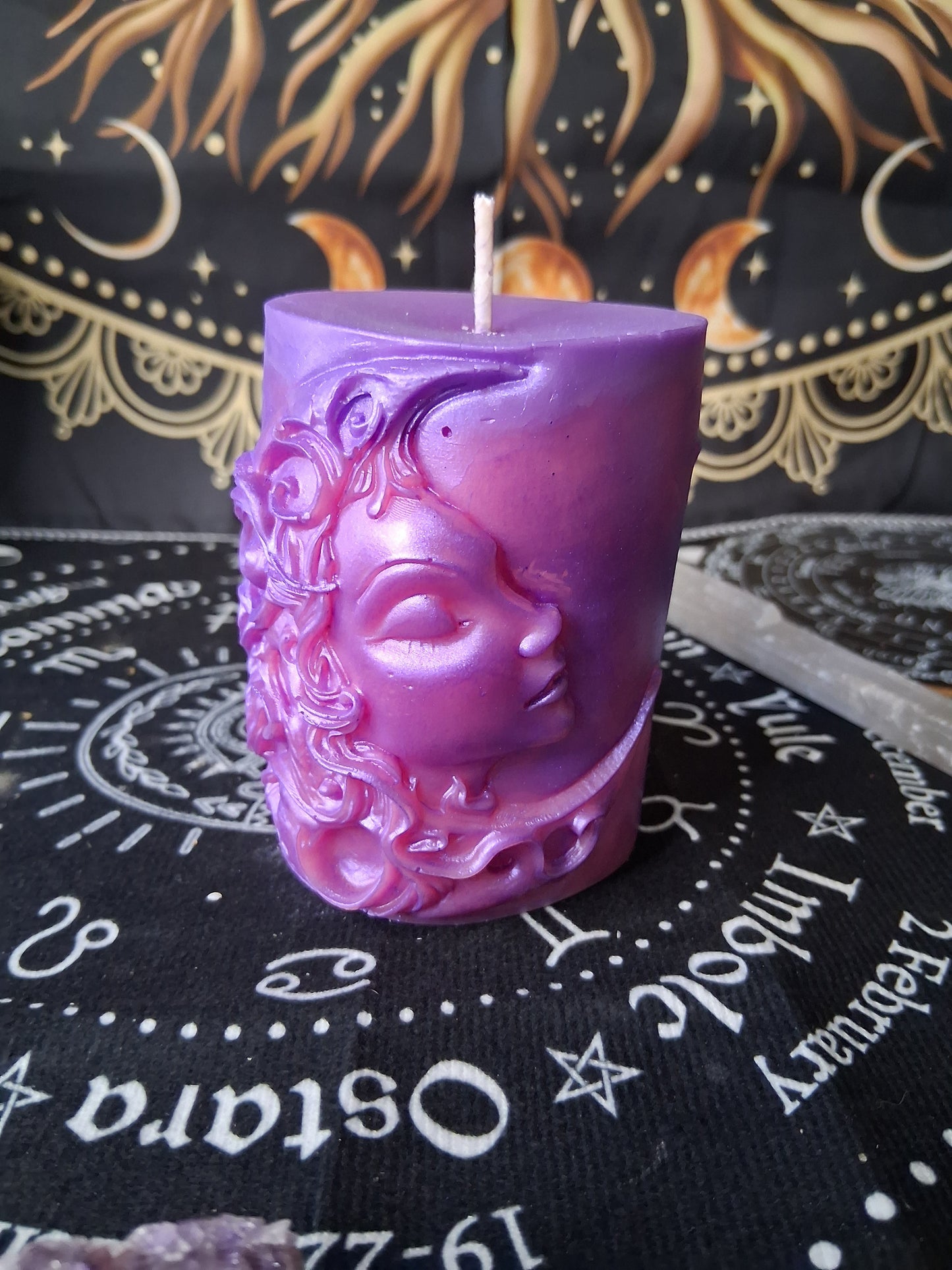Celestial Bloom Scented Moon Goddess Pillar Candle
