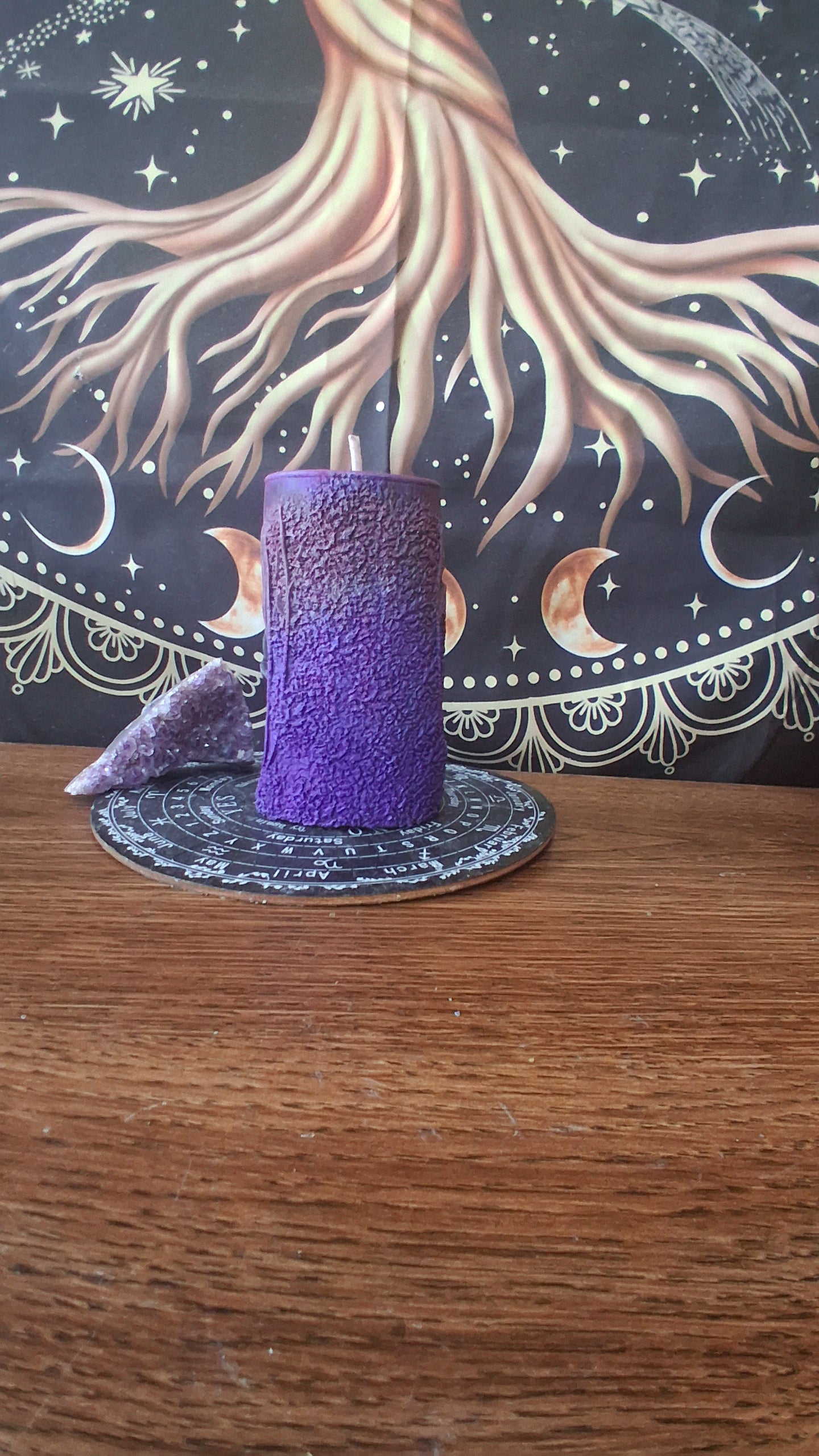 Pink, Purple, and Black Nightshade Elixir Skull and Raven Pillar Candle