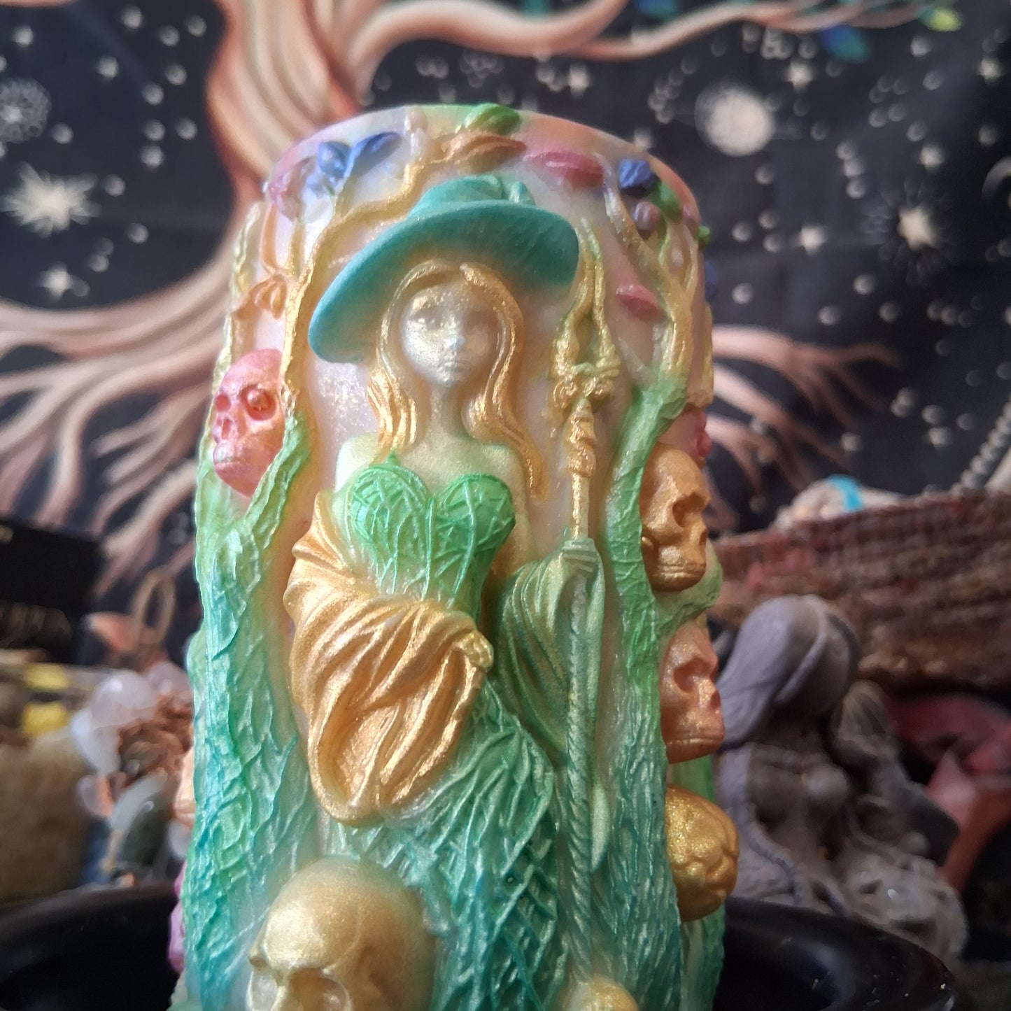 Brigid Blessings Ostara Spring Equinox Pillar Candle in Waking Witch Scent