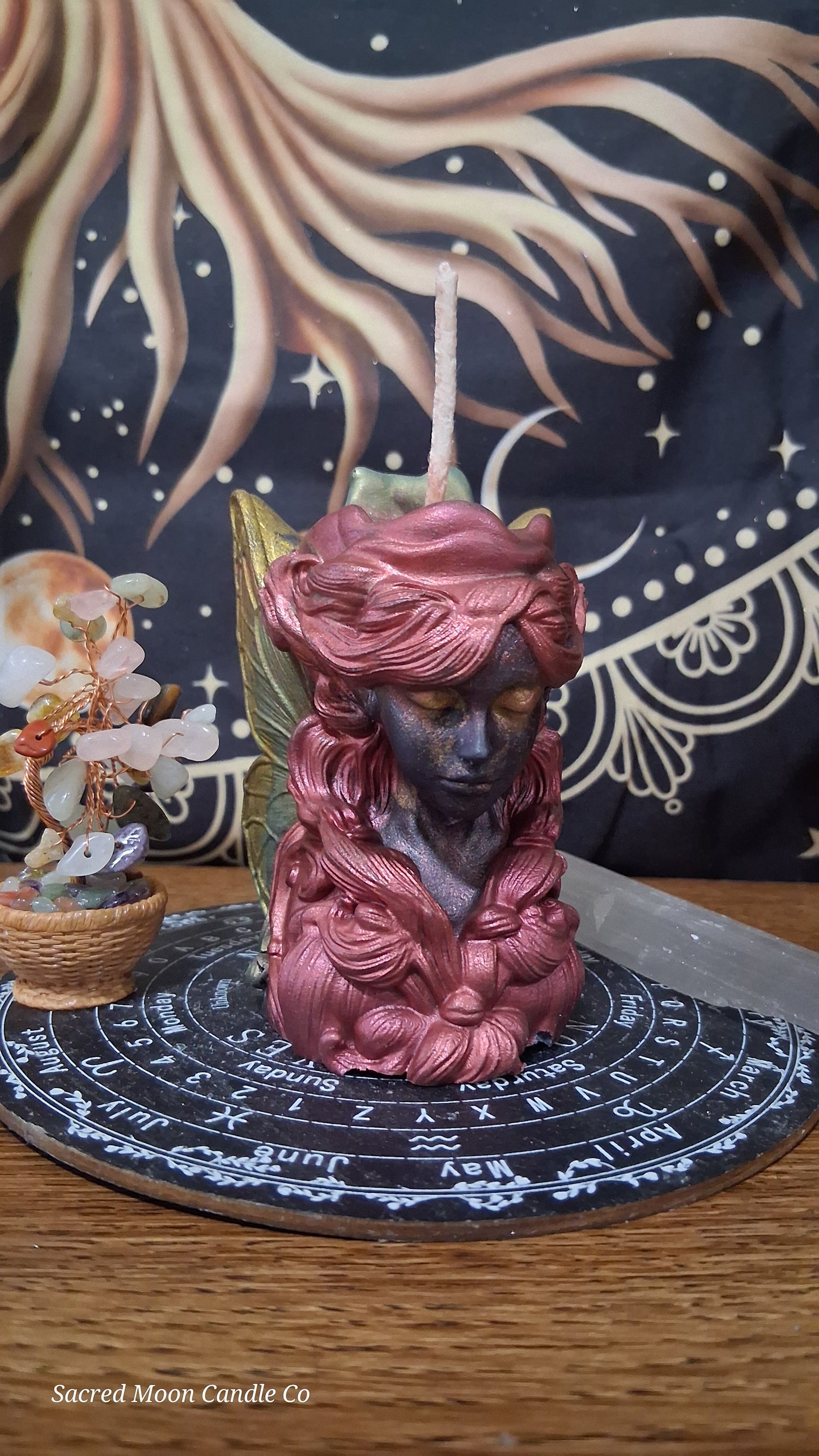 Scarlet Embers Fairy Pillar Candle