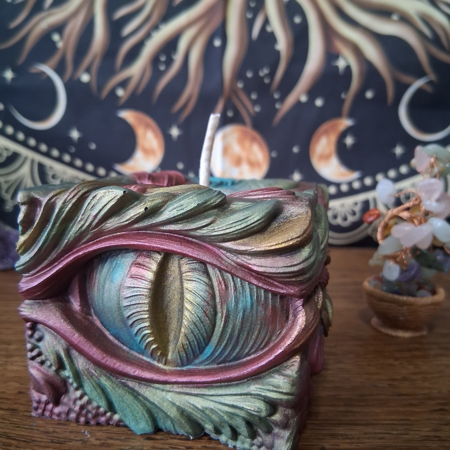 Ambered Serpents Gaze Dragon Eye Pillar Candle