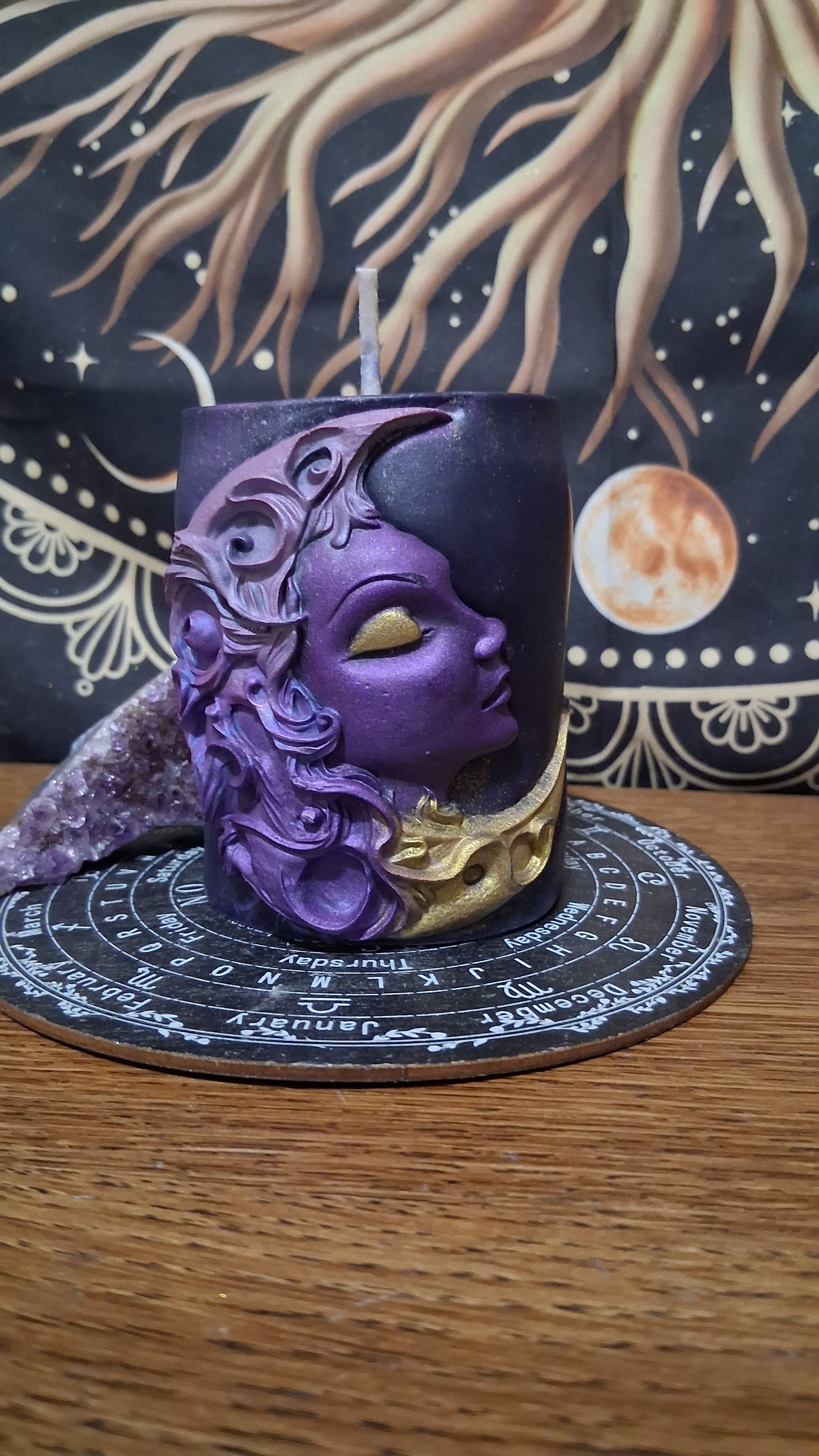 Hera Moon Goddess Ritual Pillar Candle