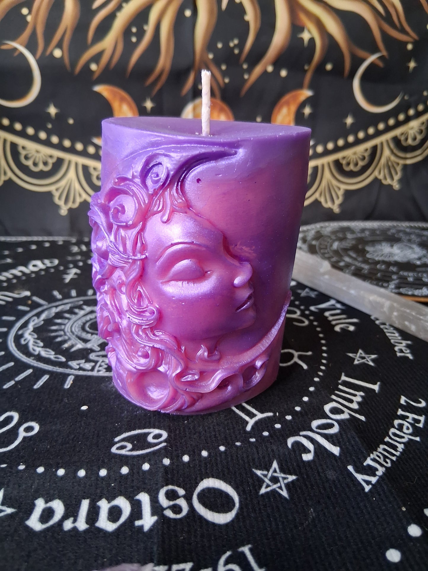 Celestial Bloom Scented Moon Goddess Pillar Candle