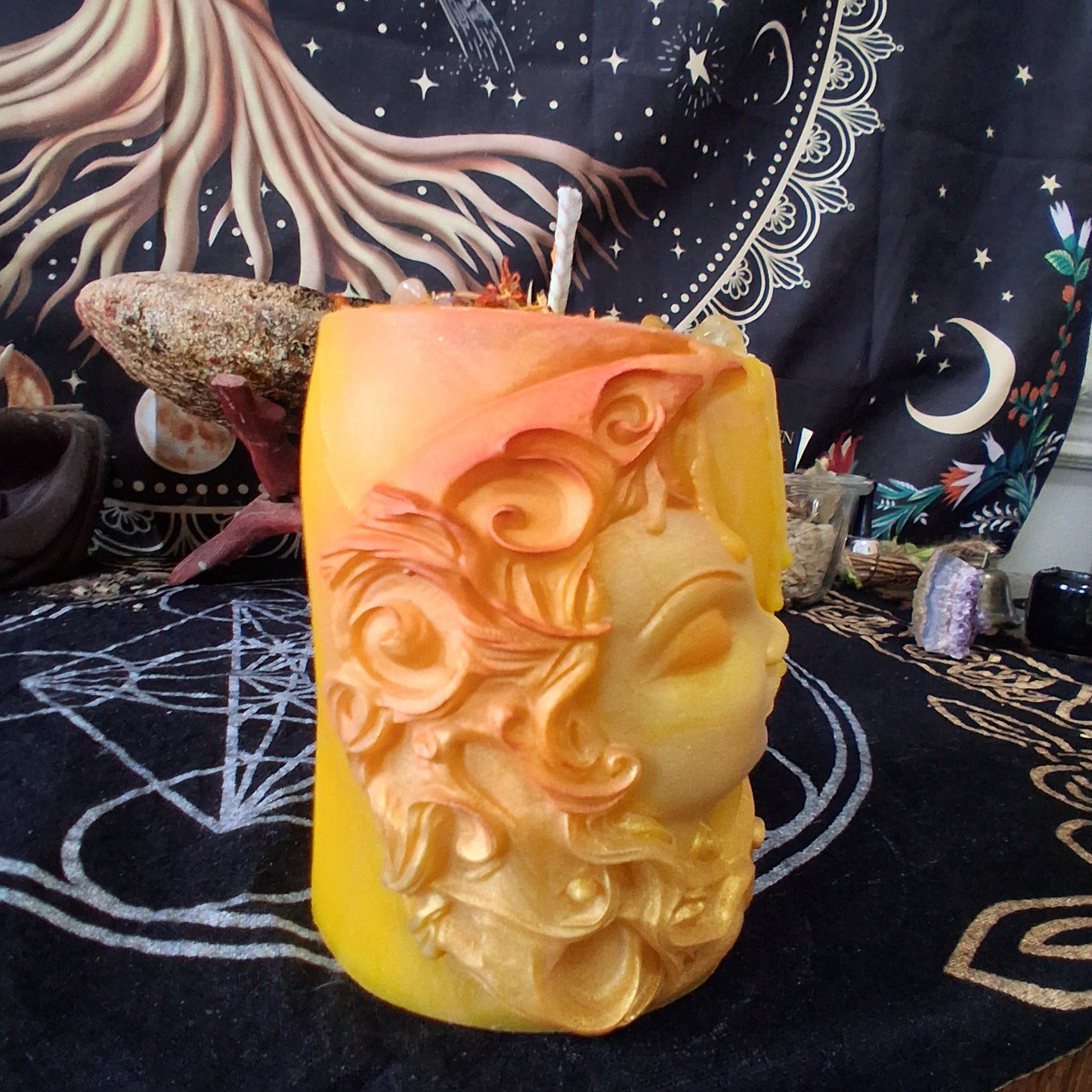 Athena's Radiance Moon Goddess Devotional Pillar Candle