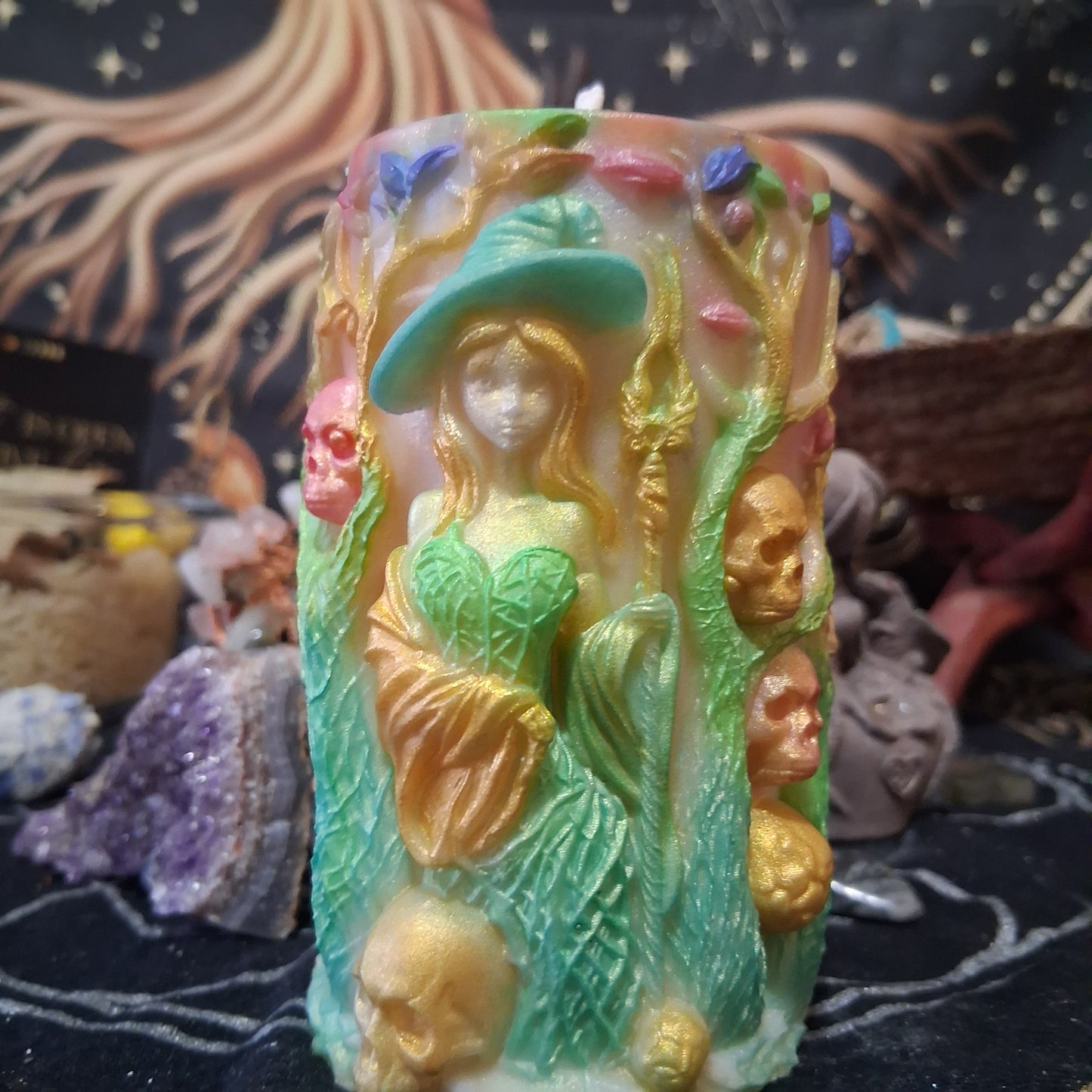 Brigid Blessings Ostara Spring Equinox Pillar Candle in Waking Witch Scent