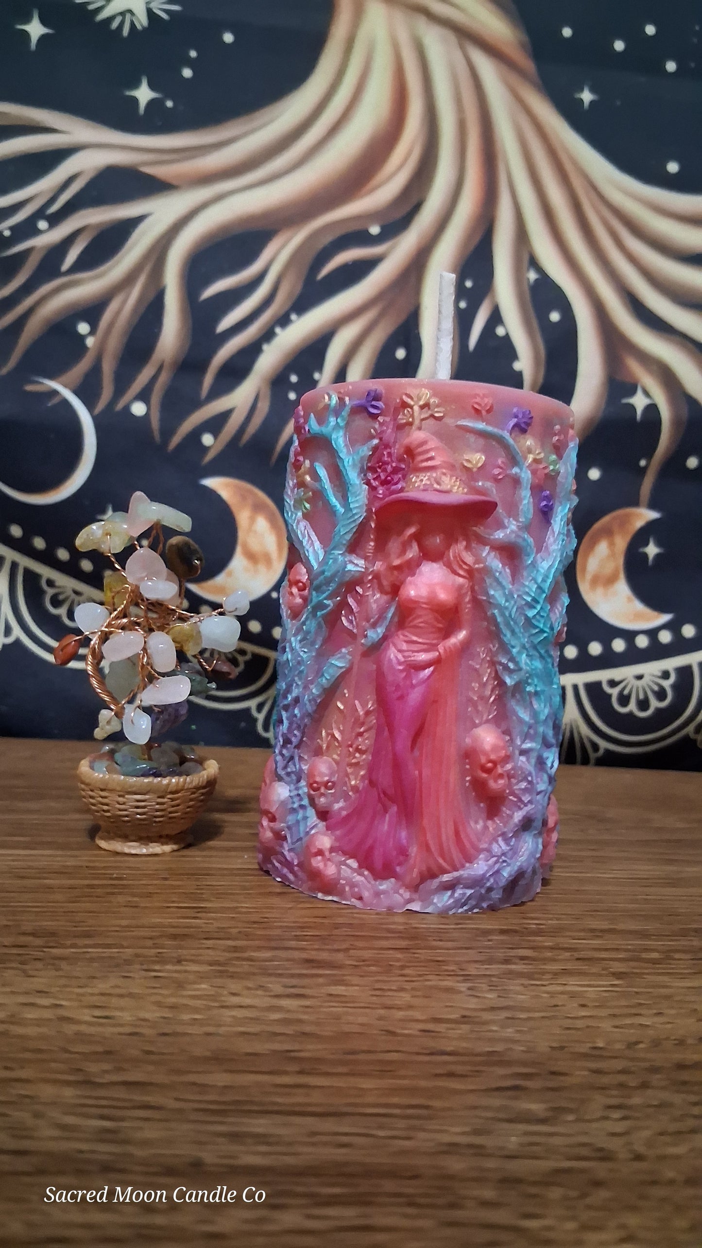 Aphrodite's Cove Witch Pillar Ritual Candle in pink