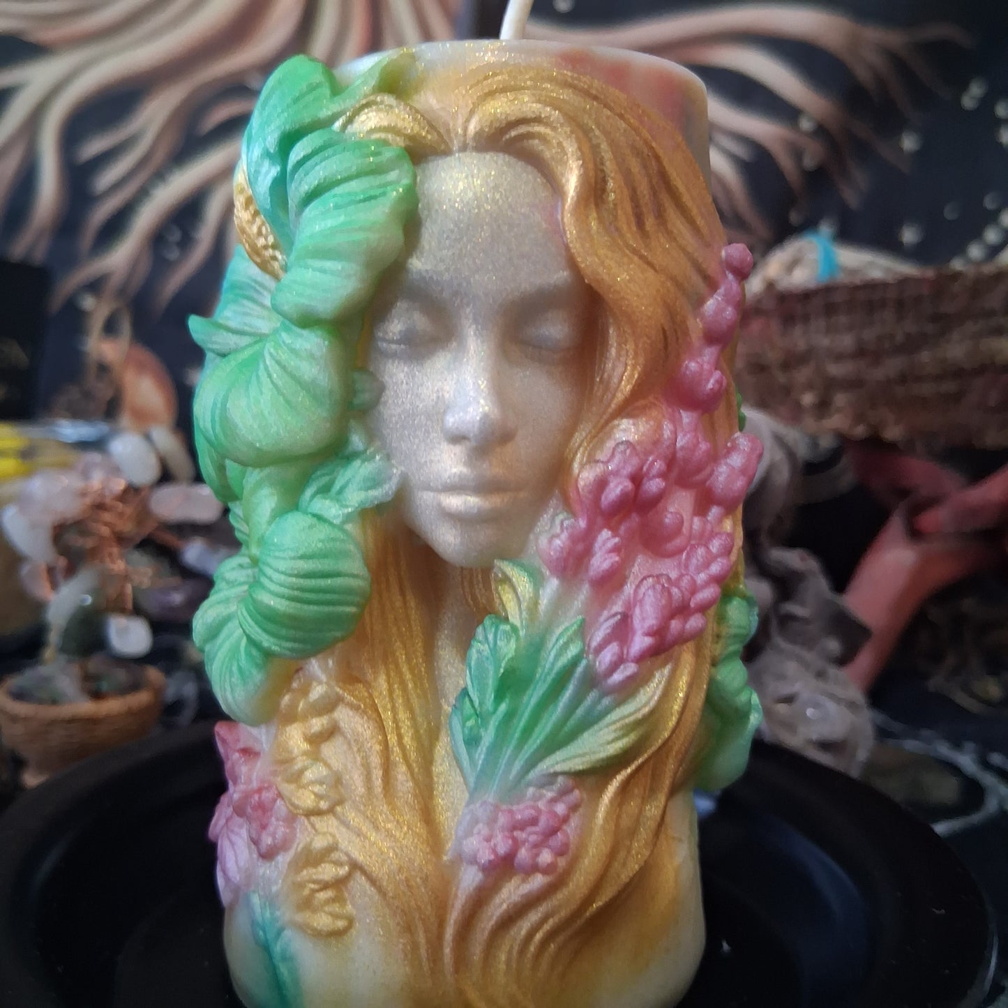 Brigid's Light Ostara Hibiscus Goddess Candle in Waking Witch Scent