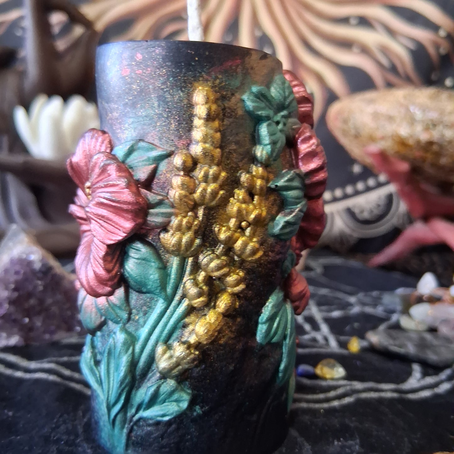 Lakshmi Hibiscus Goddess Ritual Pillar Candle