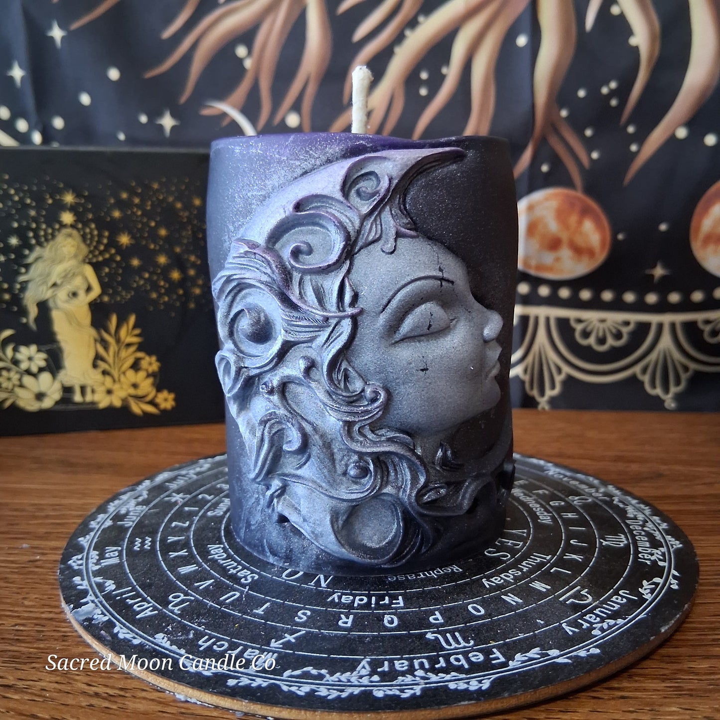 Hekate's Veil Moon Goddess  Ritual Pillar Candle