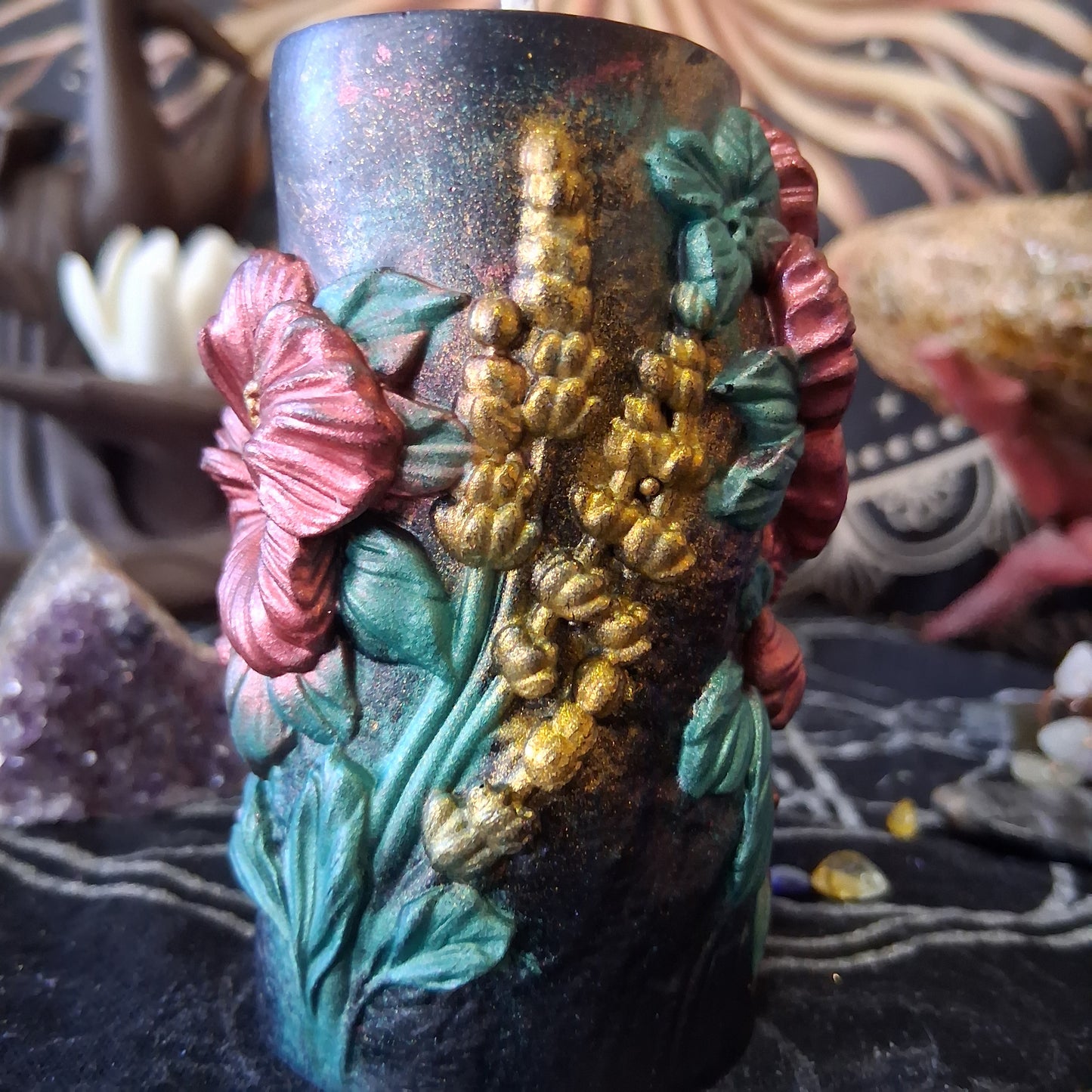 Lakshmi Hibiscus Goddess Ritual Pillar Candle