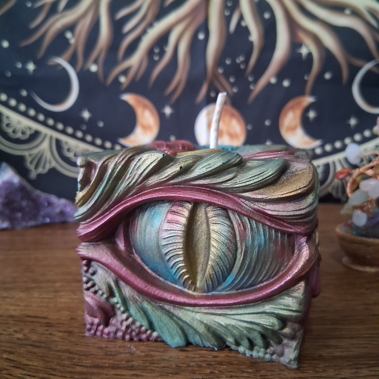 Ambered Serpents Gaze Dragon Eye Pillar Candle