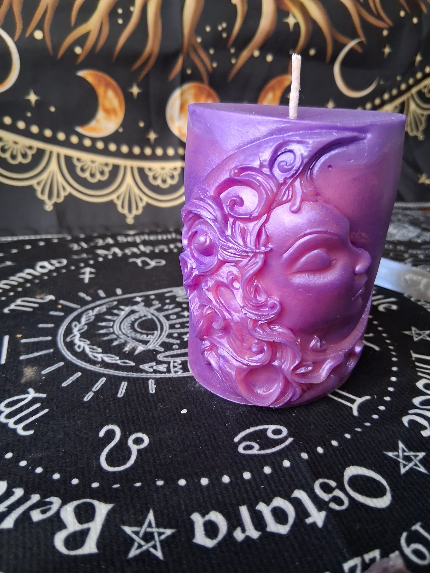 Celestial Bloom Scented Moon Goddess Pillar Candle