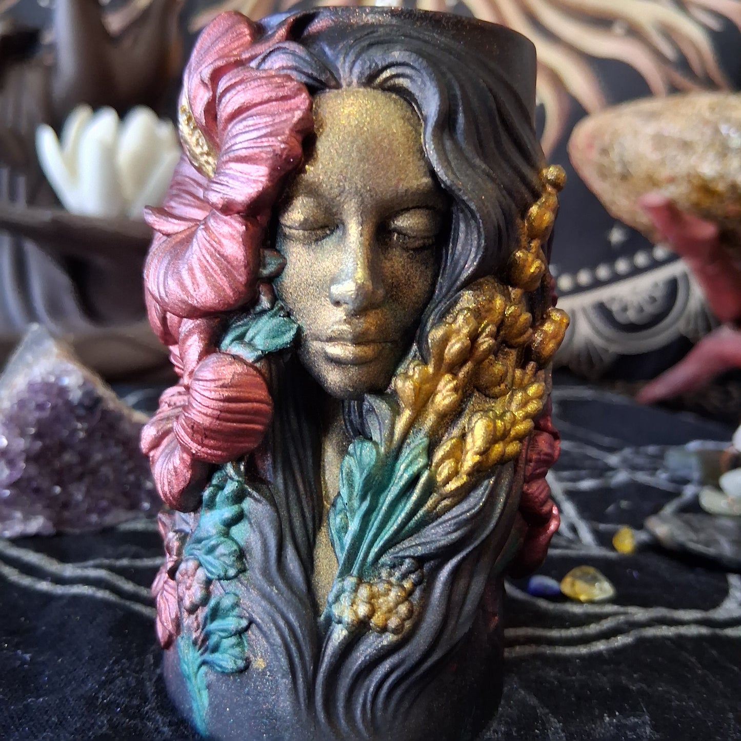 Lakshmi Hibiscus Goddess Ritual Pillar Candle